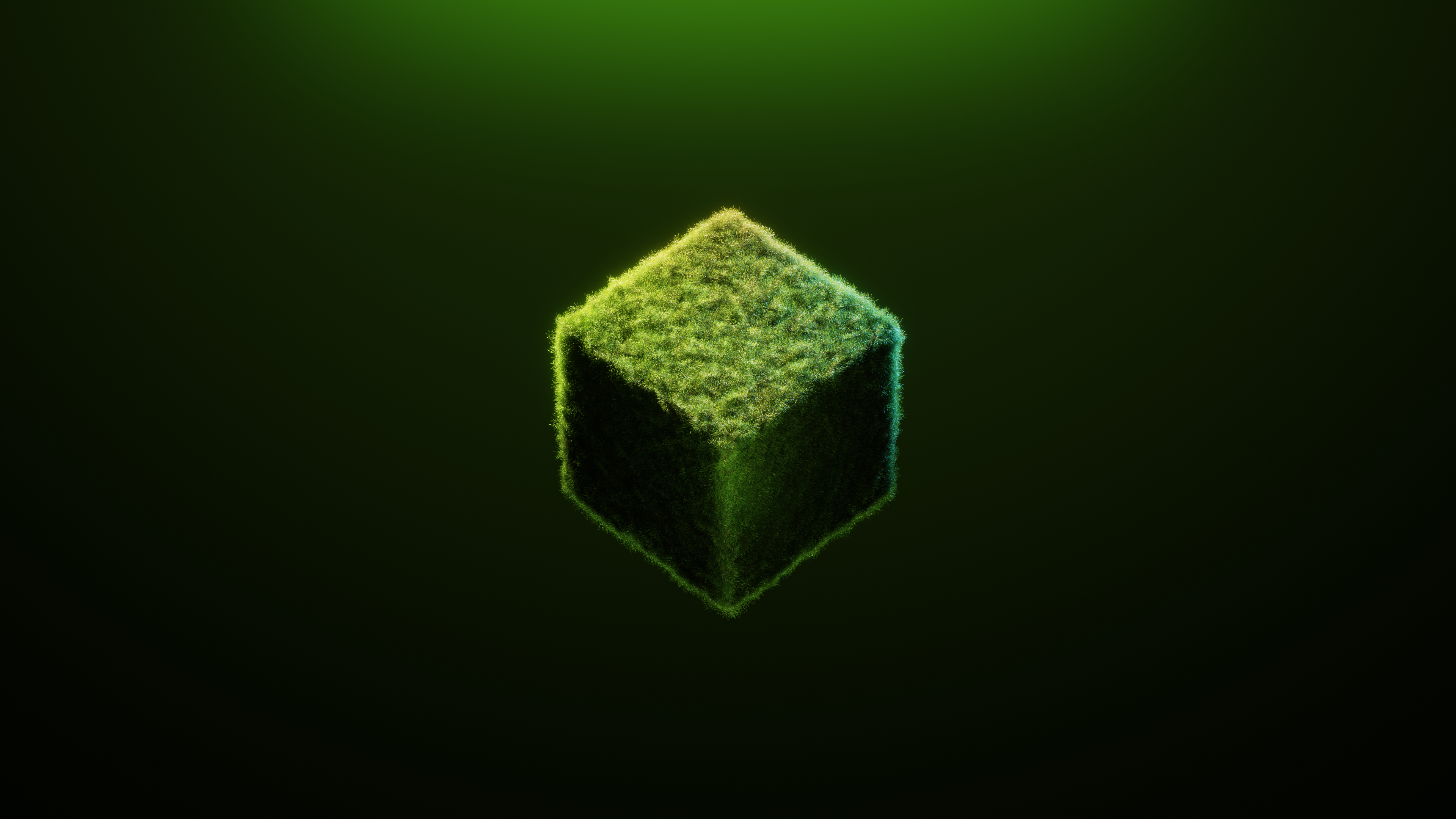 Minecraft Grass Cube CGi RTX RTX On Mojang Minimalism Green 4K Backlighting Abstract Nvidia RTX Grad 3840x2160