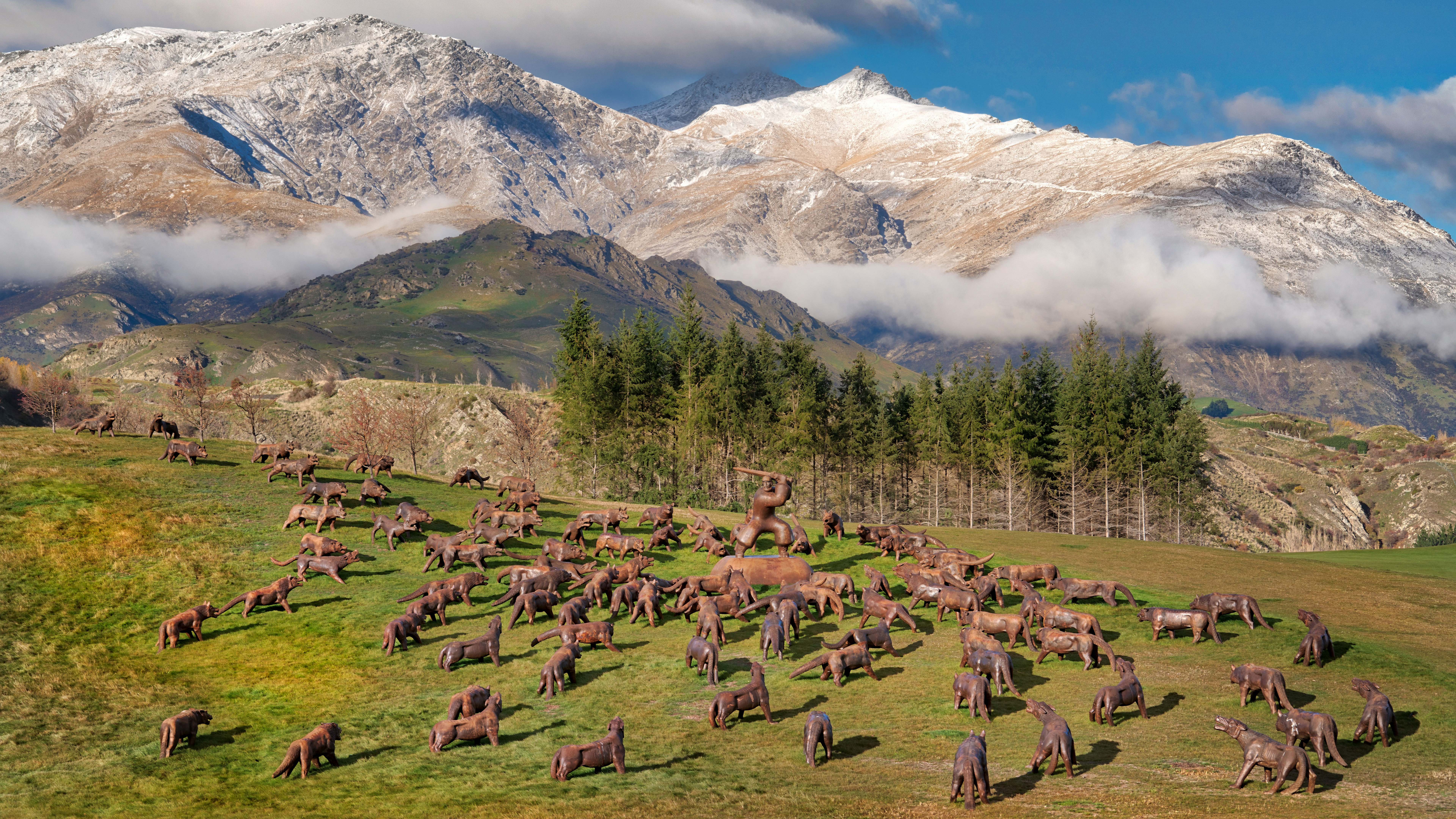 Trey Ratcliff Photography Animals Statue Mountains Trees Nature New Zealand Arrowtown 7680x4320