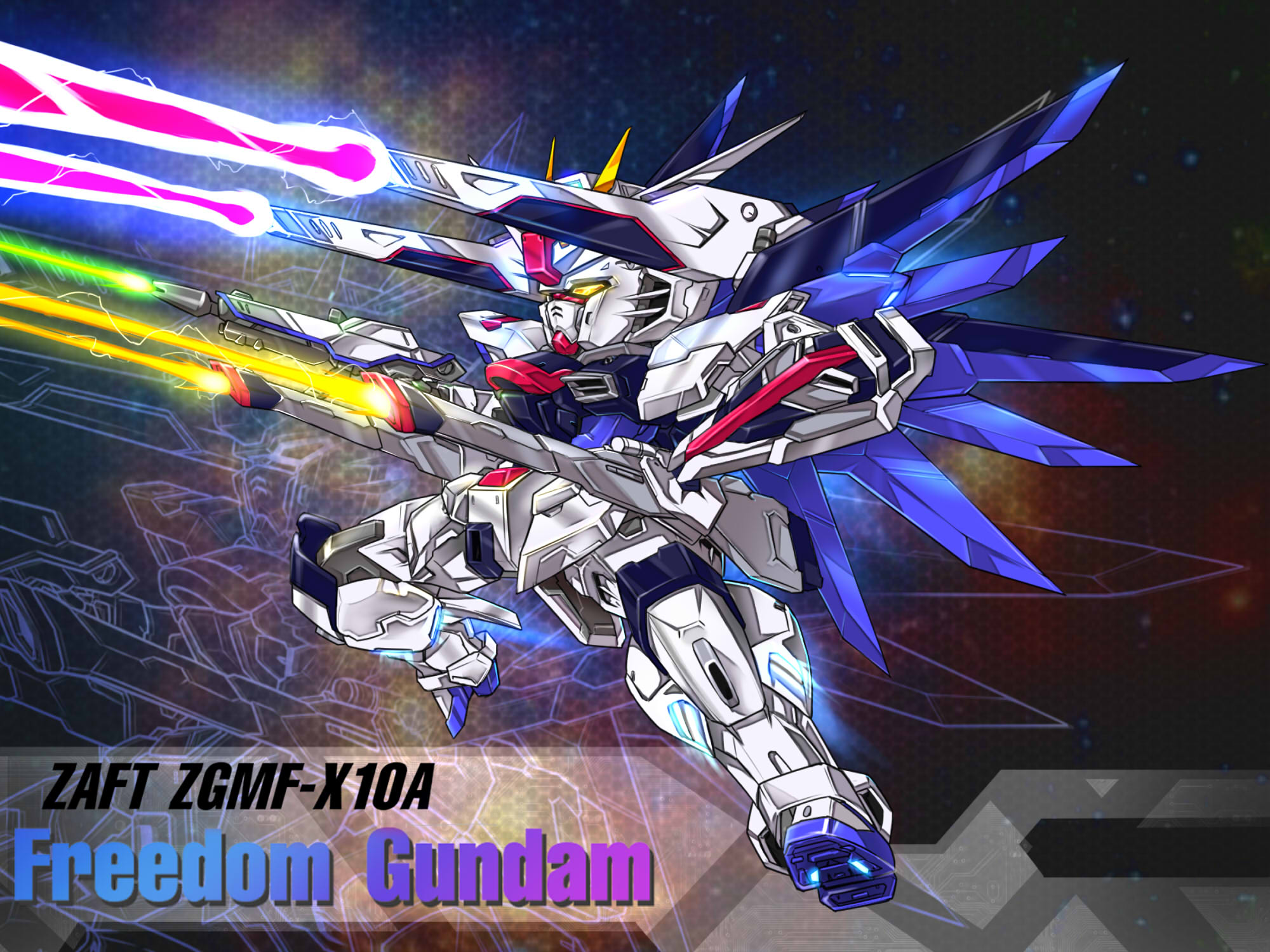 Anime Mechs Super Robot Taisen Mobile Suit Gundam SEED Gundam Artwork Freedom Gundam Fan Art Digital 2000x1500