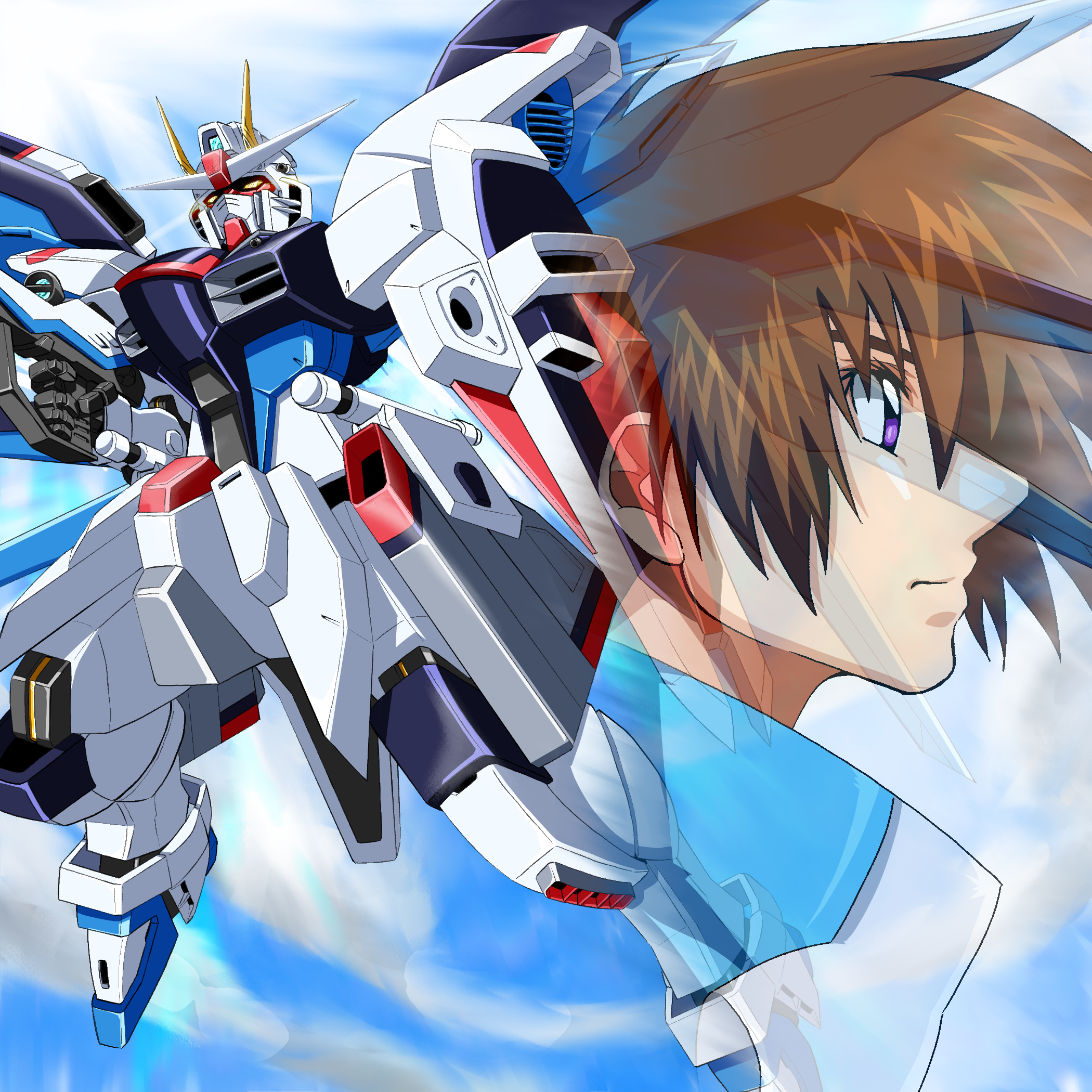 Anime Anime Boys Kira Yamato Short Hair Brunette Super Robot Taisen Mobile Suit Gundam SEED Artwork  2100x2100