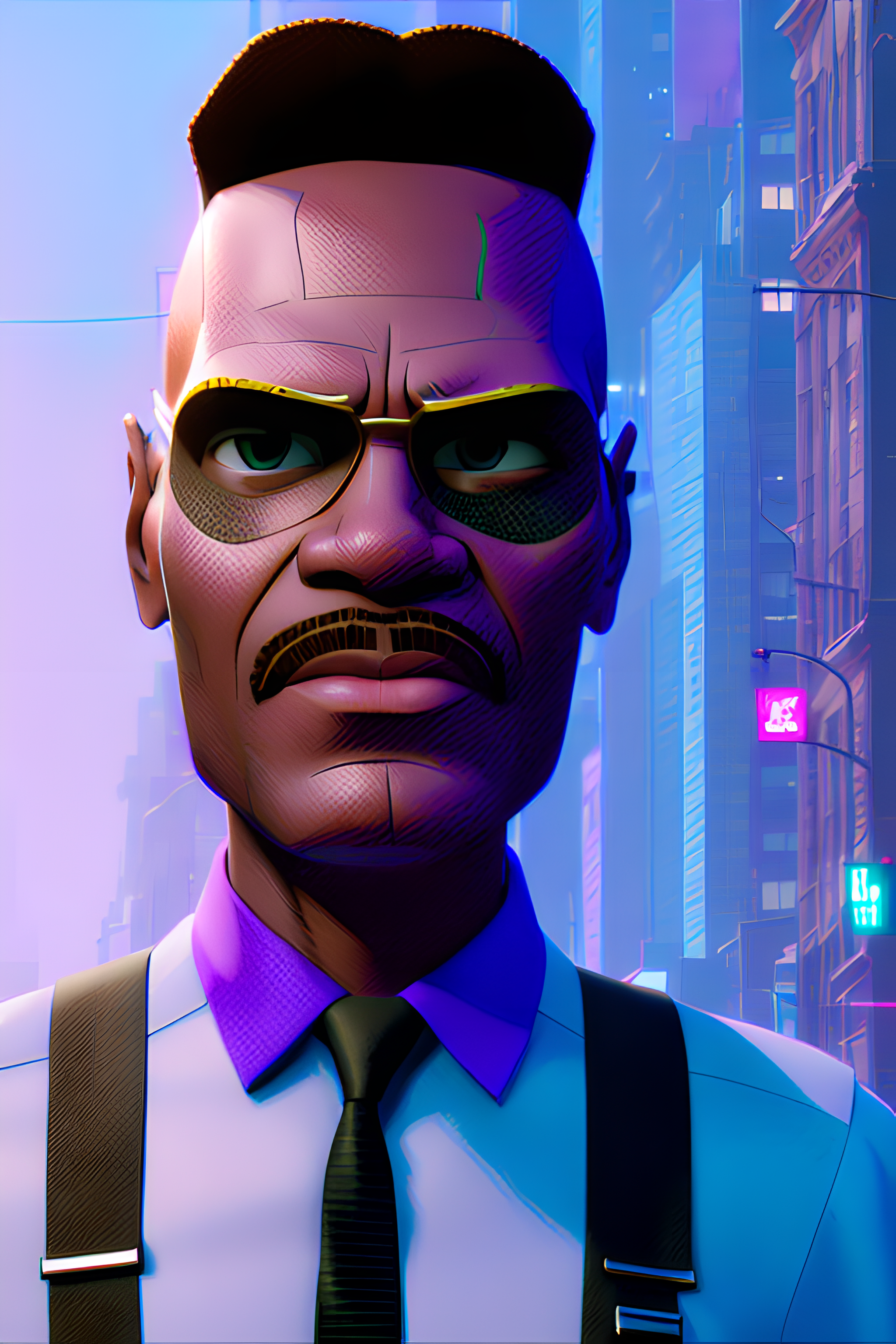 Nick Fury Spiderverse Into The Spiderverse Digital Art Ai Art Stable Diffusion Vertical Dark Skin Gl 2048x3072