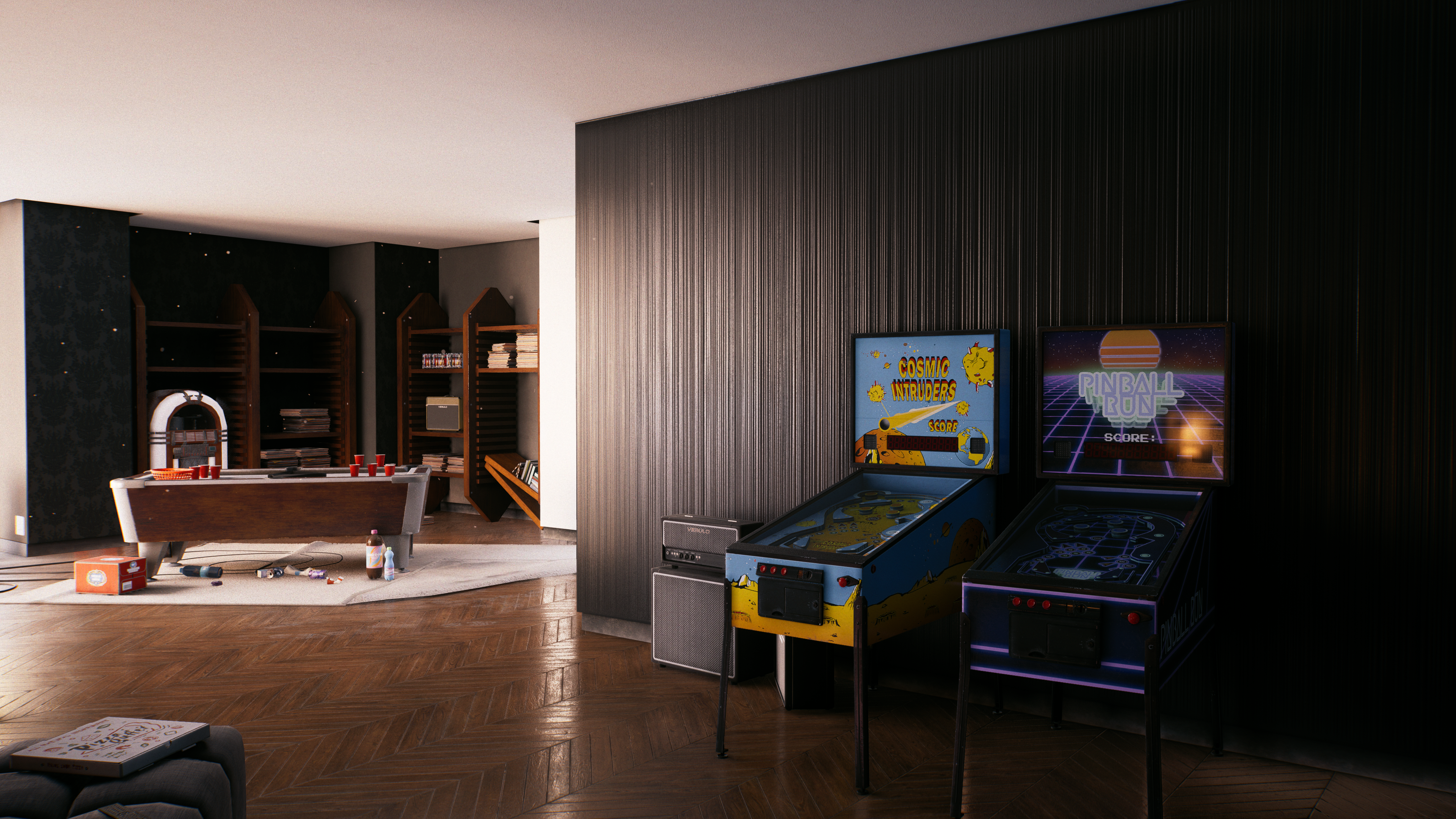 Dead Island 2 Nvidia RTX Arcade Cabinet CGi Video Games Interior Arcade Pool Table Sunlight Video Ga 3840x2160