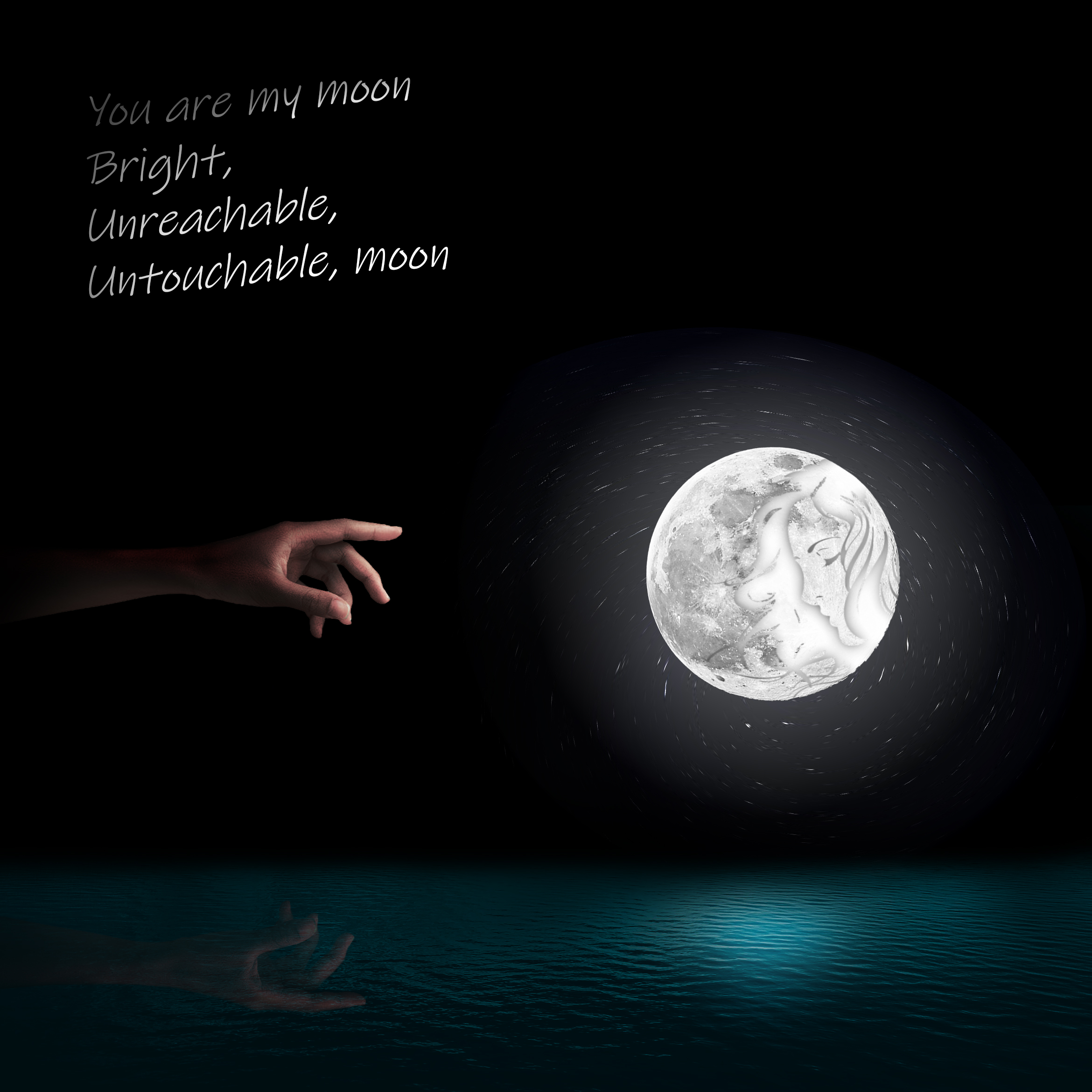 Photoshopped Moon Love Reaching Montage Dark 2340x2340