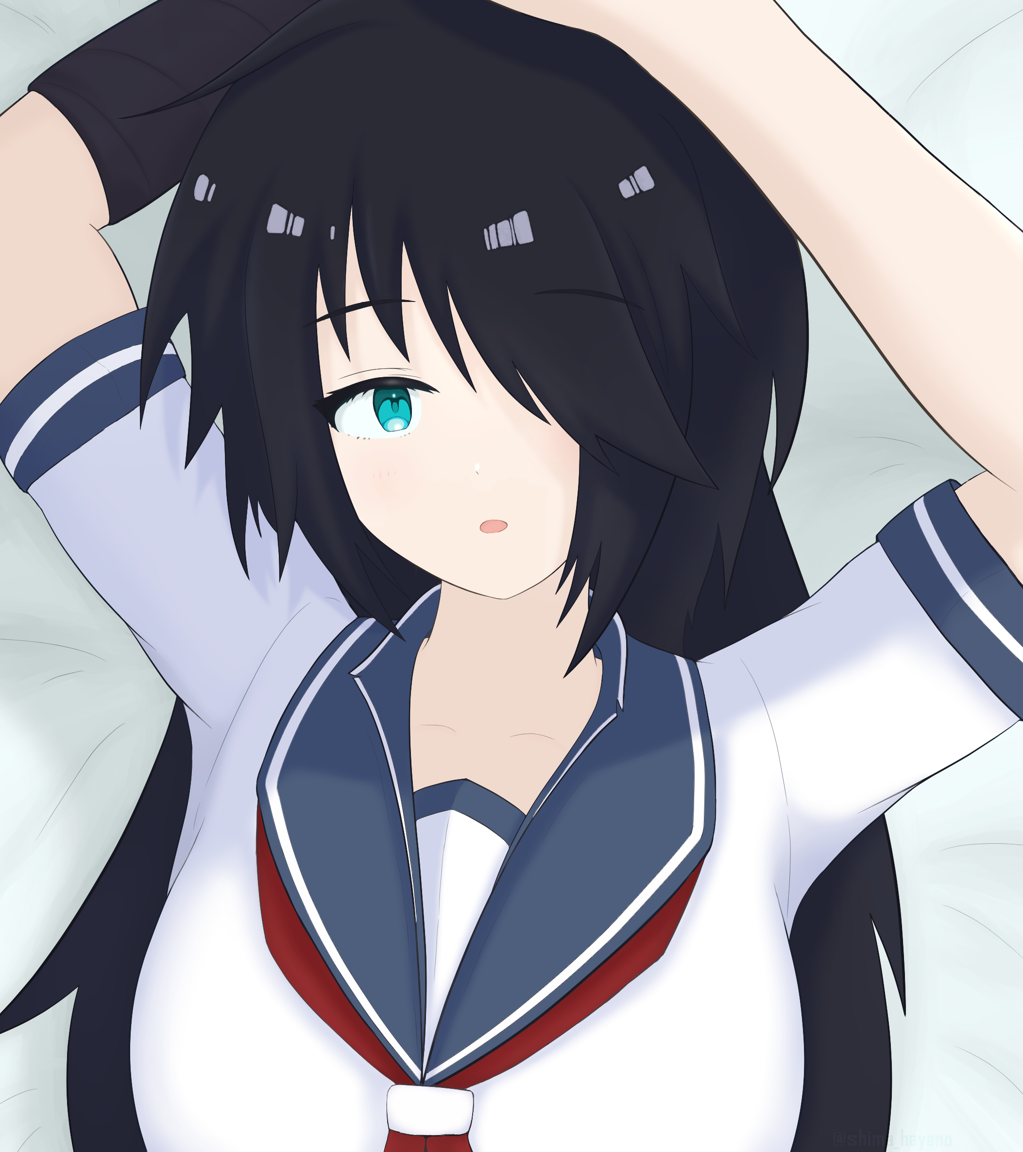 Kako KanColle Long Hair Black Hair Anime Anime Girls Kantai Collection Artwork Digital Art Fan Art 2106x2373