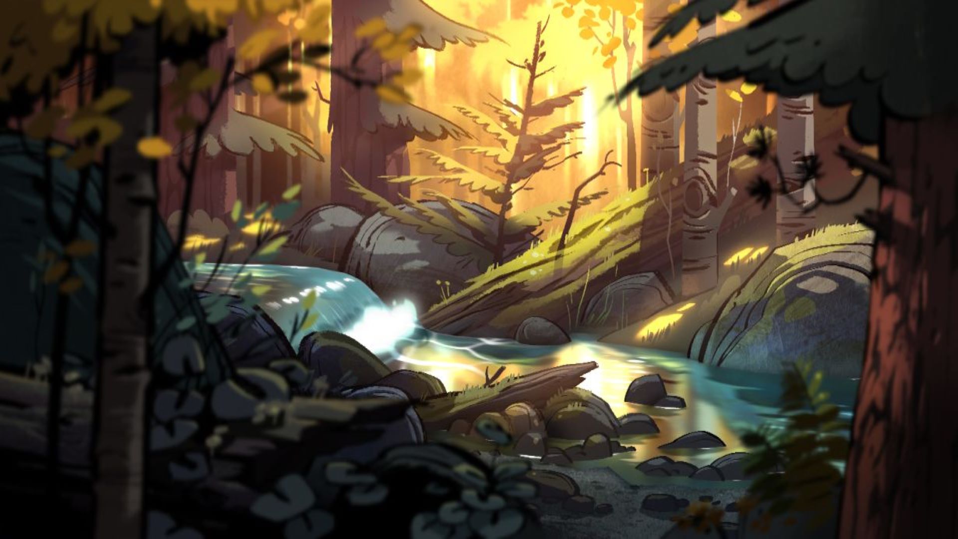 Gravity Falls Landscape Forest Animated Series Artwork Cartoon 1920x1080