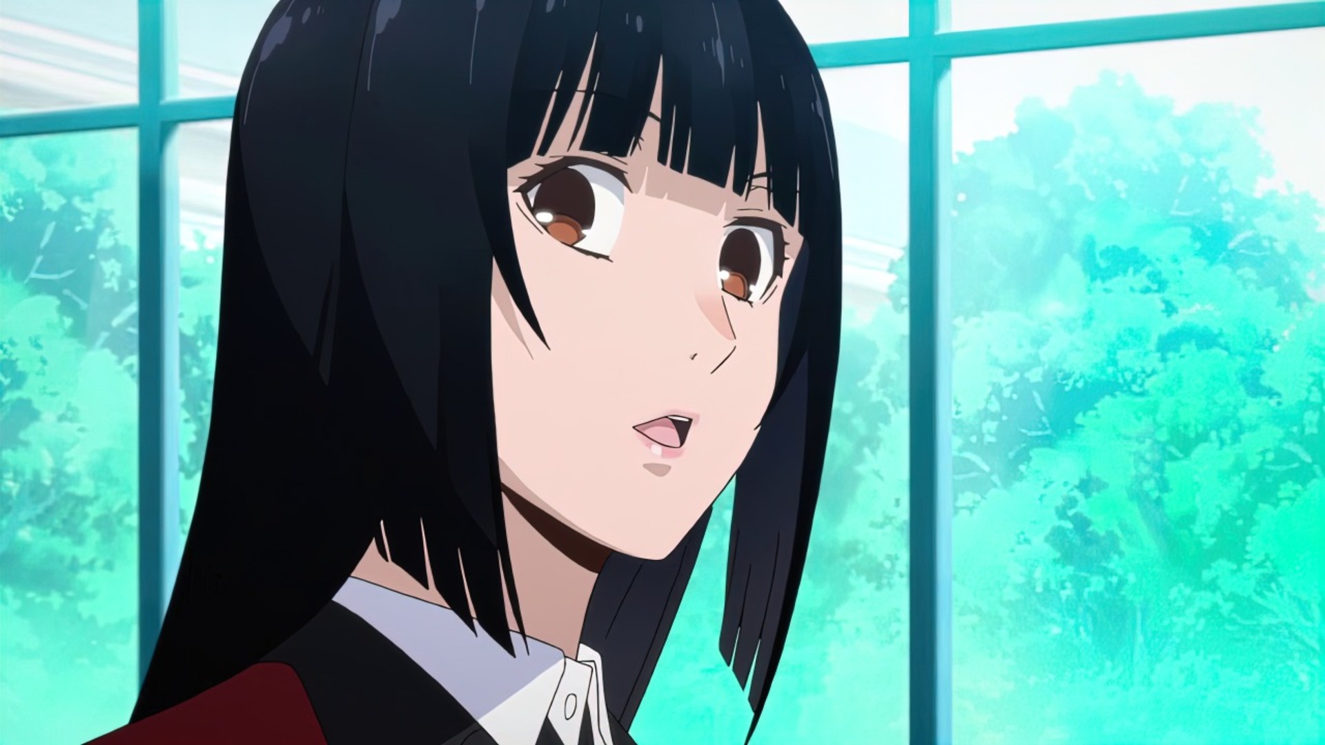 Anime Anime Girls Anime Screenshot Kakegurui Jabami Yumeko Long Hair Black Hair Solo Artwork Digital 1920x1080