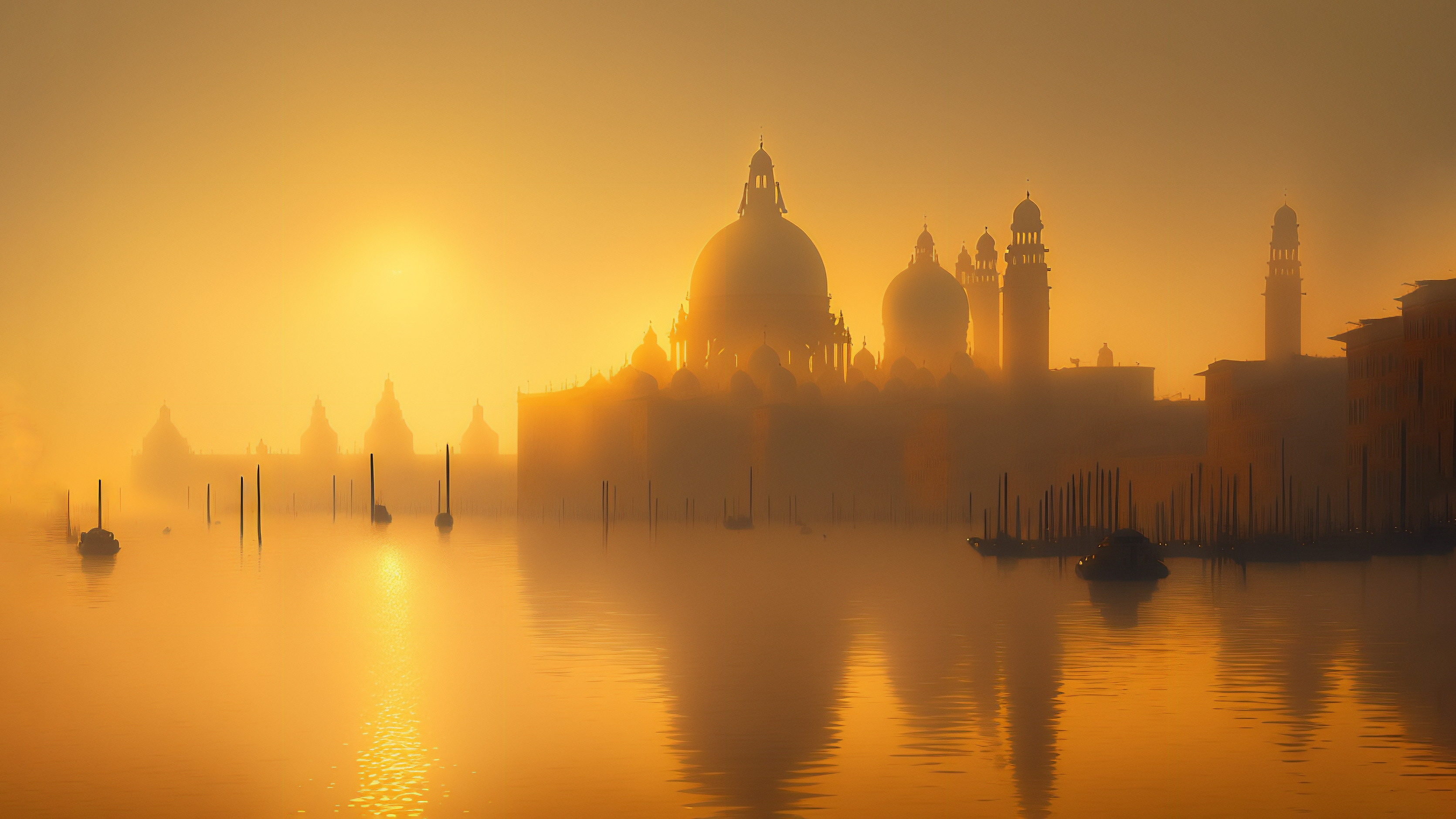 Ai Art Yellow Venice Mist Reflection Water 3341x1879