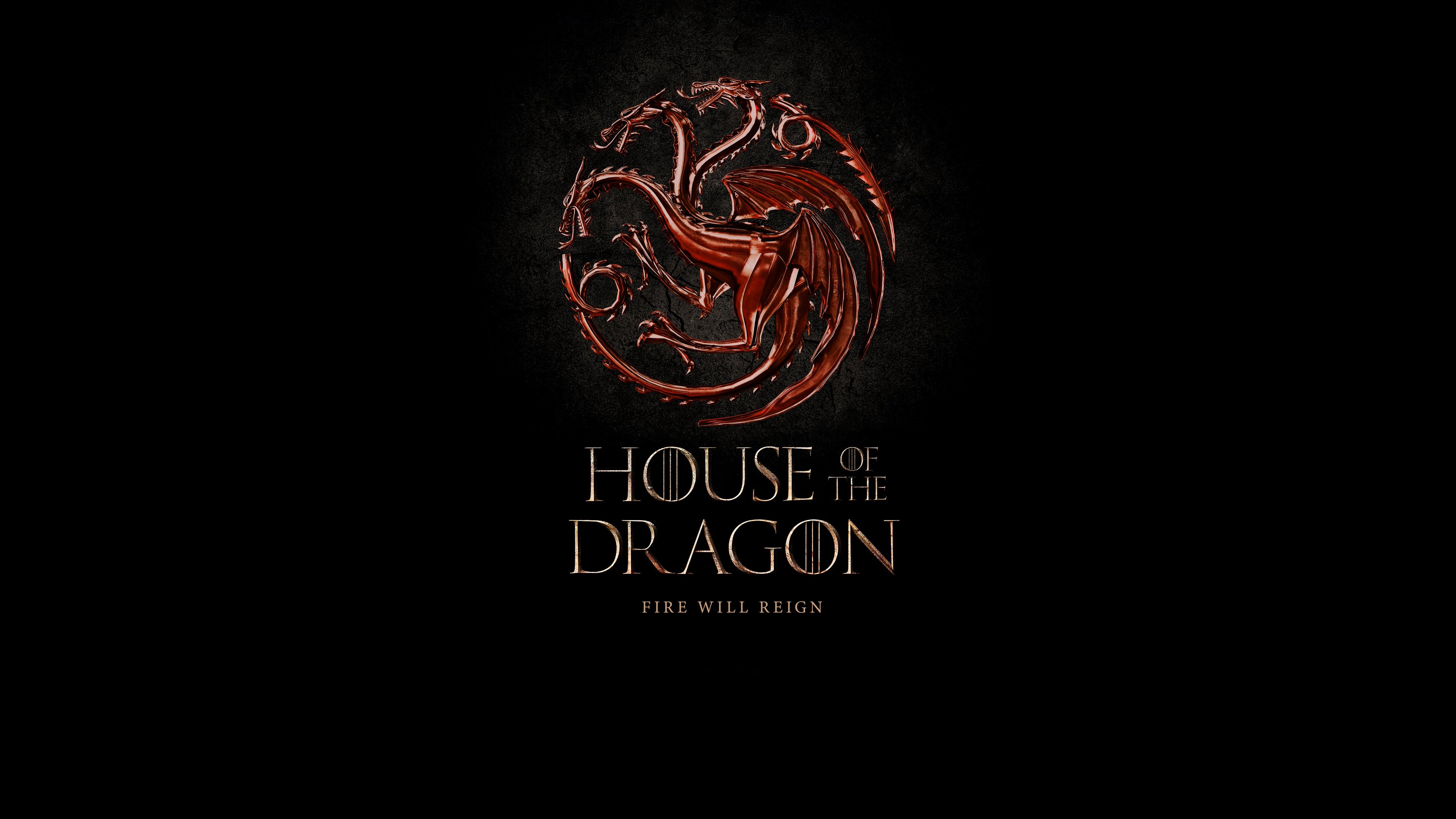 House Of The Dragon Dragon Game Of Thrones Logo Black Background 3840x2160