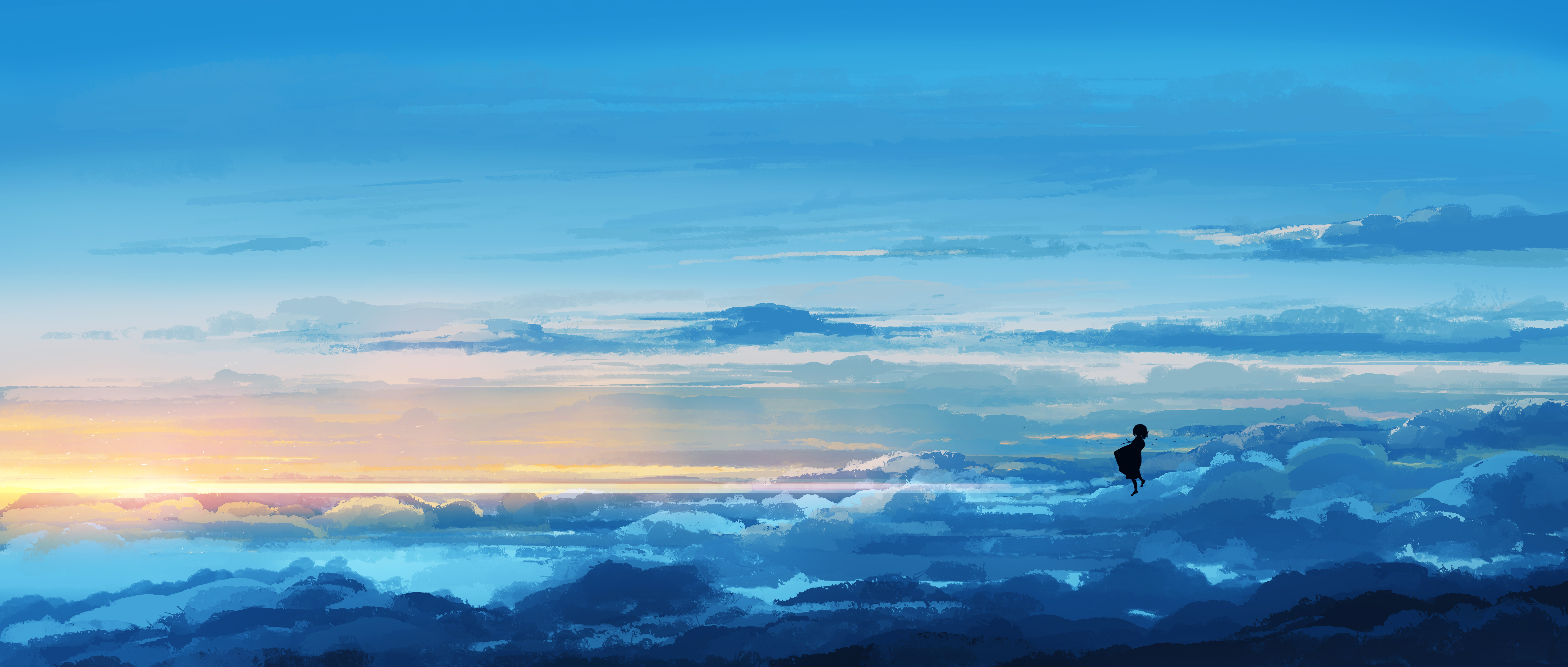 Gracile Digital Art Artwork Illustration Ultrawide Wide Screen Clouds Sunlight Sky Floating 5640x2400