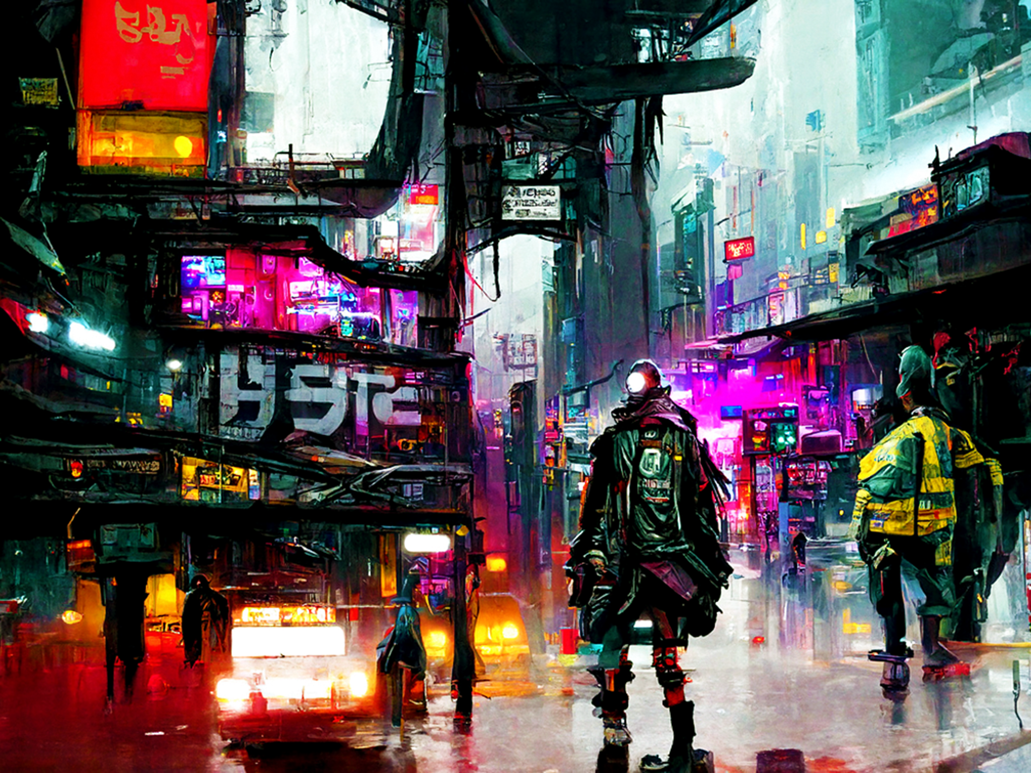 Cyberpunk City Artwork 2048x1536