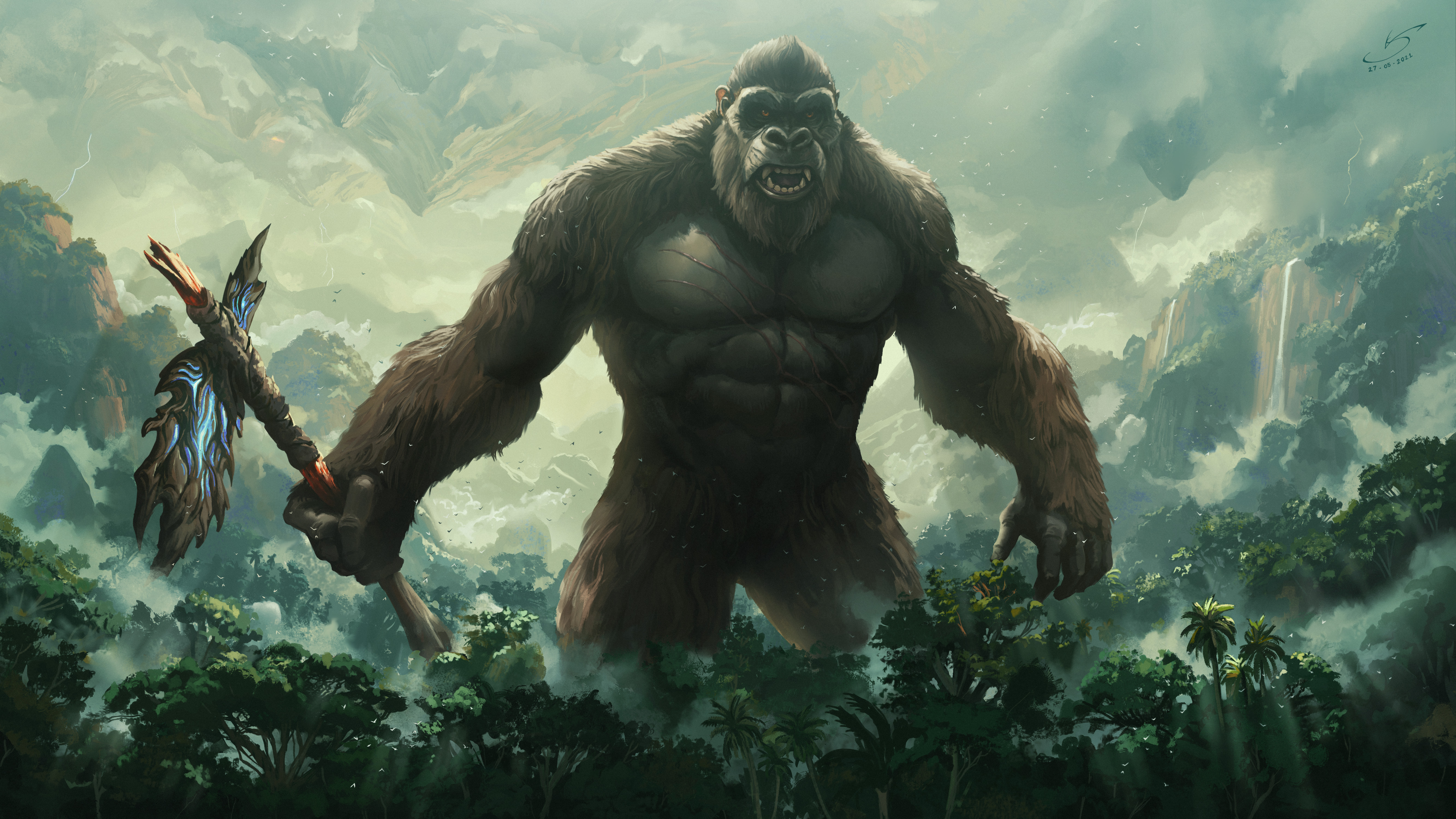 VSales Digital Art Digital Artwork Illustration Fan Art King Kong Godzilla Vs Kong Jungle Kong Skull 5334x3000