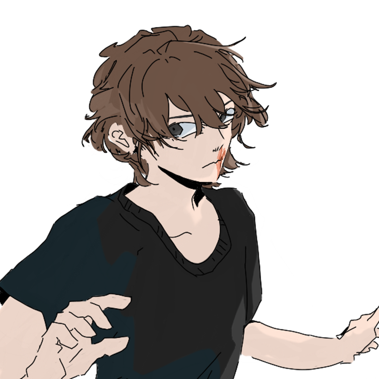 Picrew Original Characters Gods Cut Brunette Black Eyes Black T Shirt Fighting Simple Background Dem 1280x1280