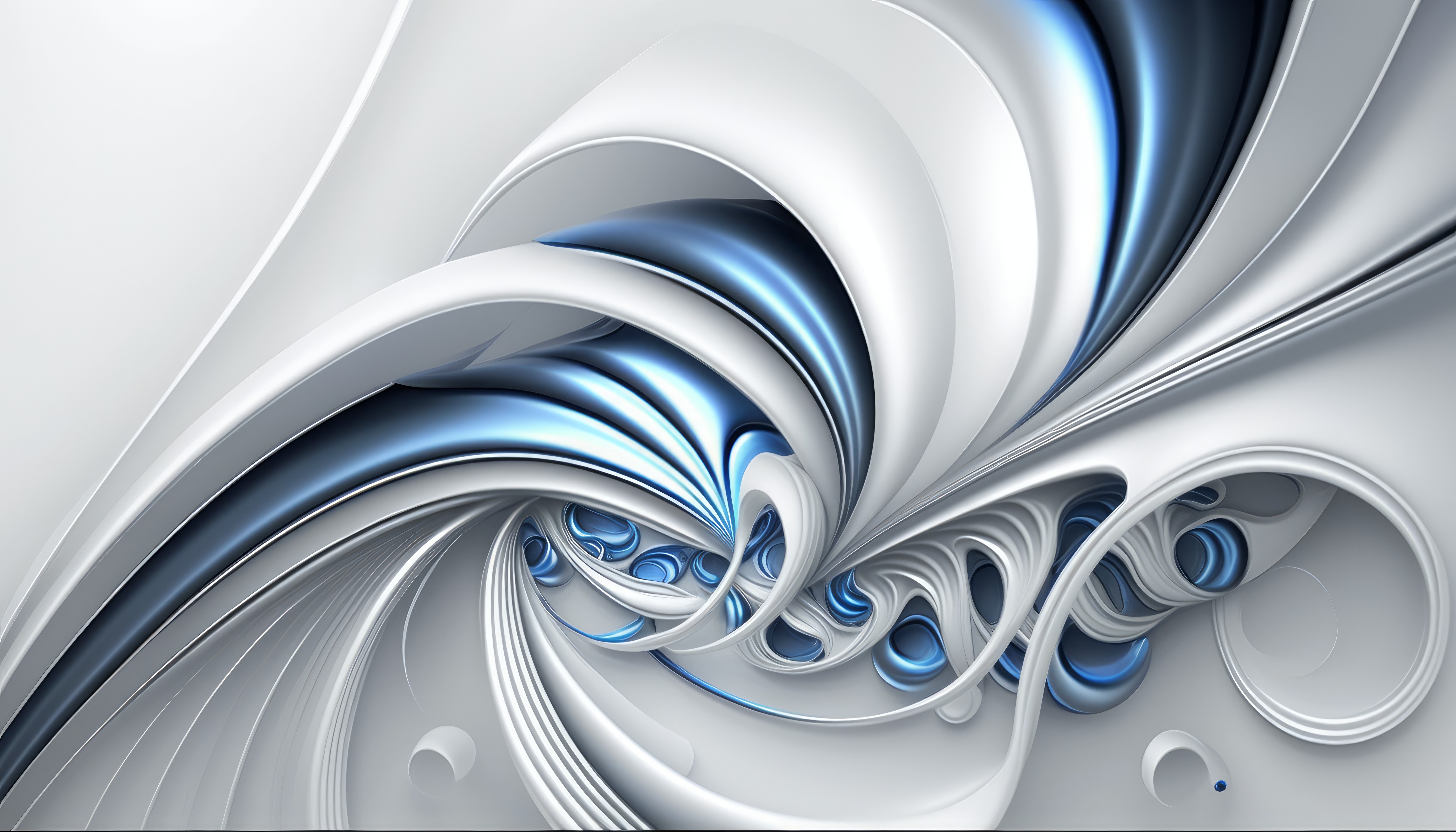 Ai Art Swirls White Blue Minimalism Simple Background Abstract 4579x2616