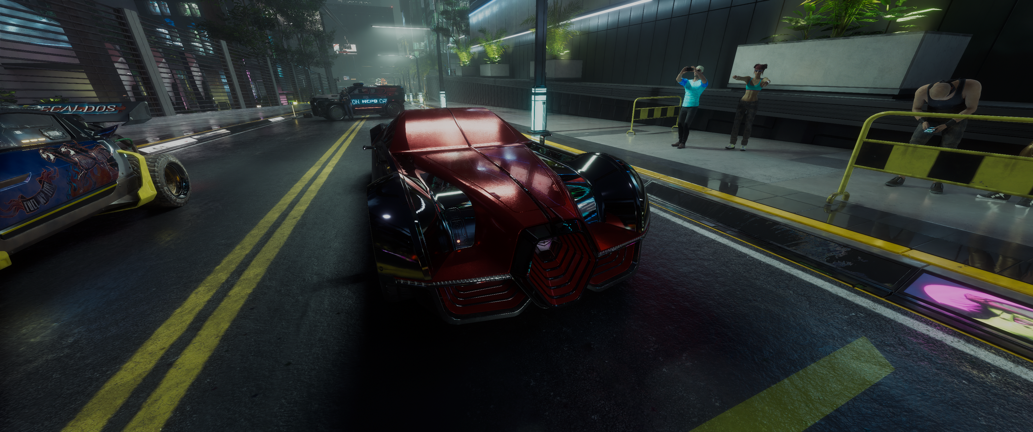 Game Photography Car CD Projekt RED Screen Shot Video Game Art Vehicle Frontal View Road Cyberpunk 2 3440x1440