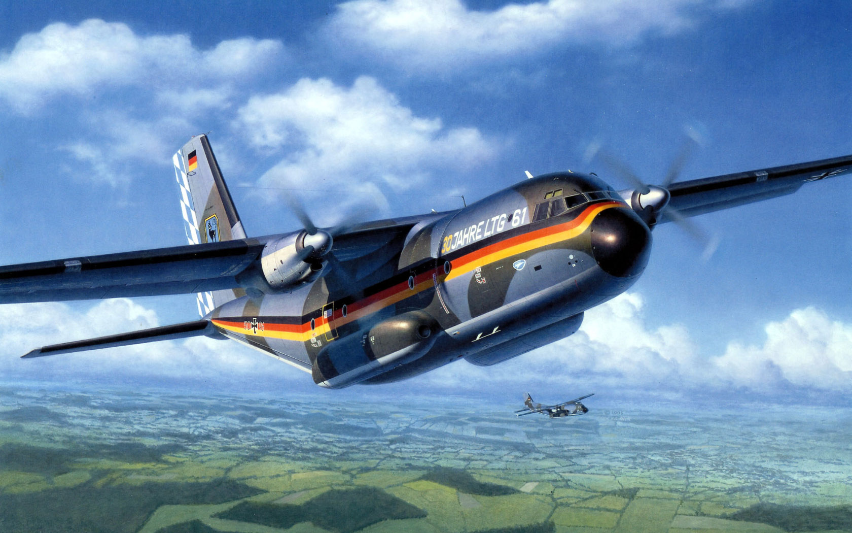 Aircraft Flying Sky Army Military Clouds Artwork Military Vehicle Germany 1680x1050