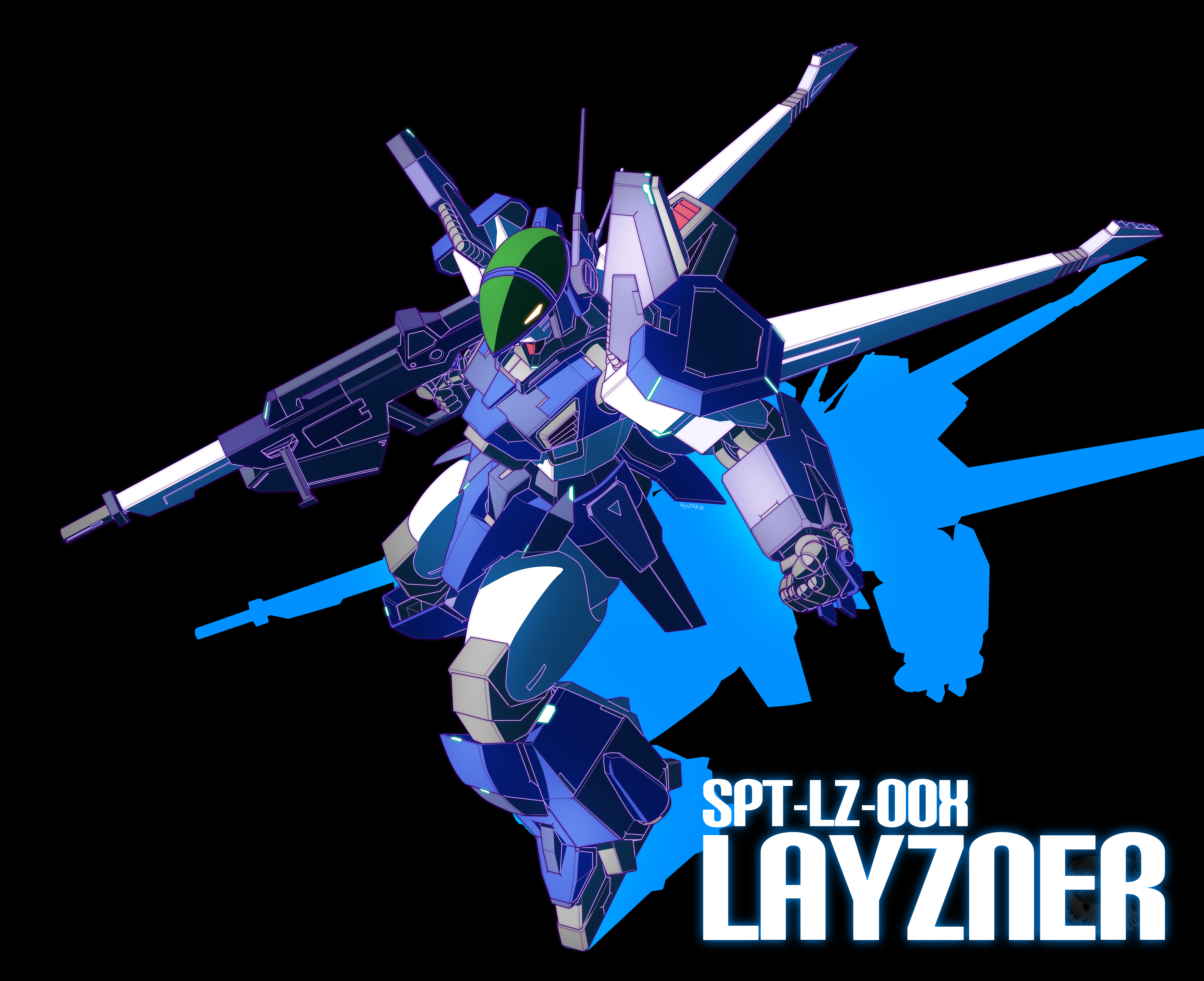 Anime Mechs Layzner Blue Meteor SPT Layzner Super Robot Taisen Artwork Digital Art Fan Art 5117x4169