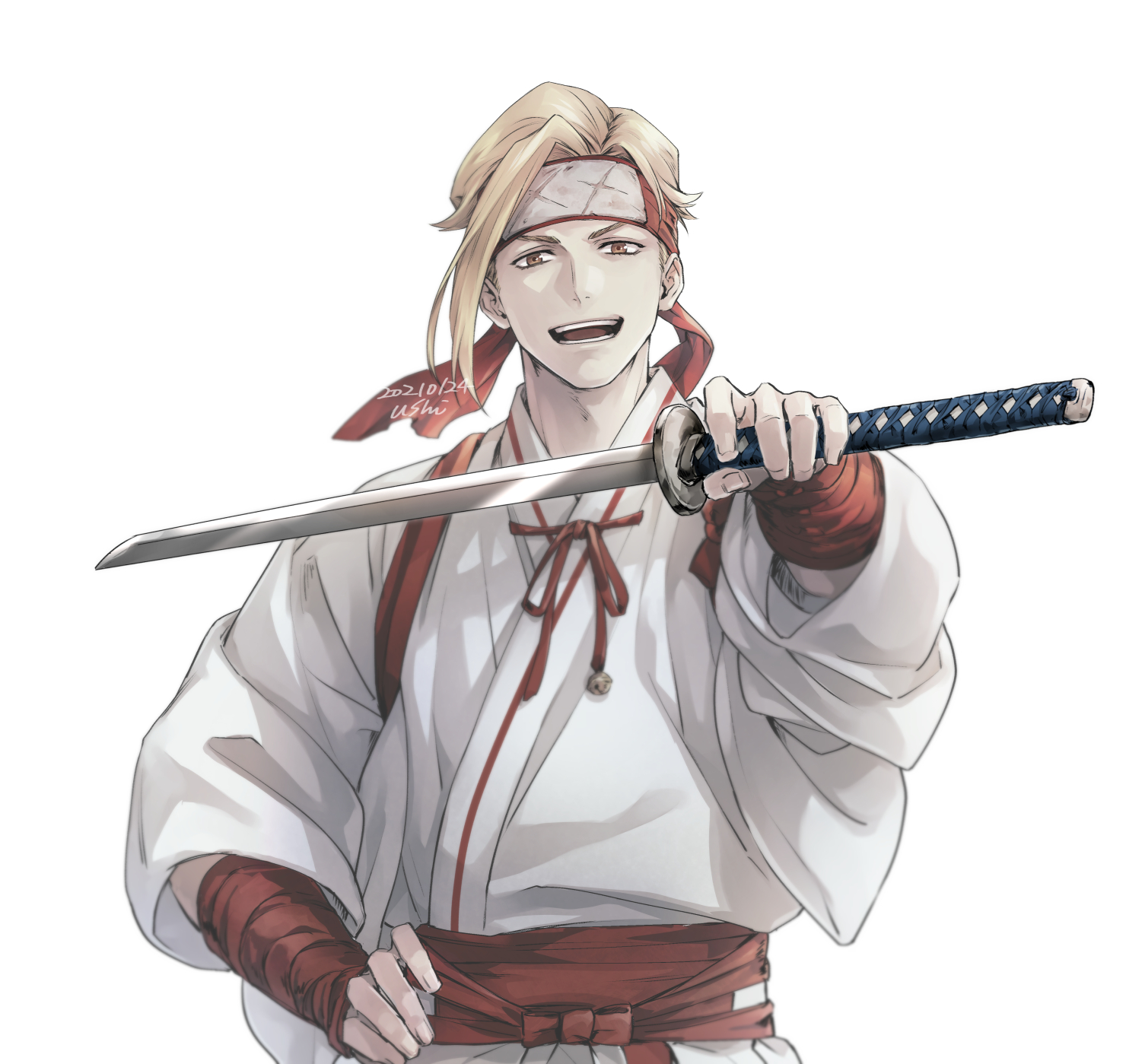 blonde, Hell's Paradise: Jigokuraku, headband, kimono, sword