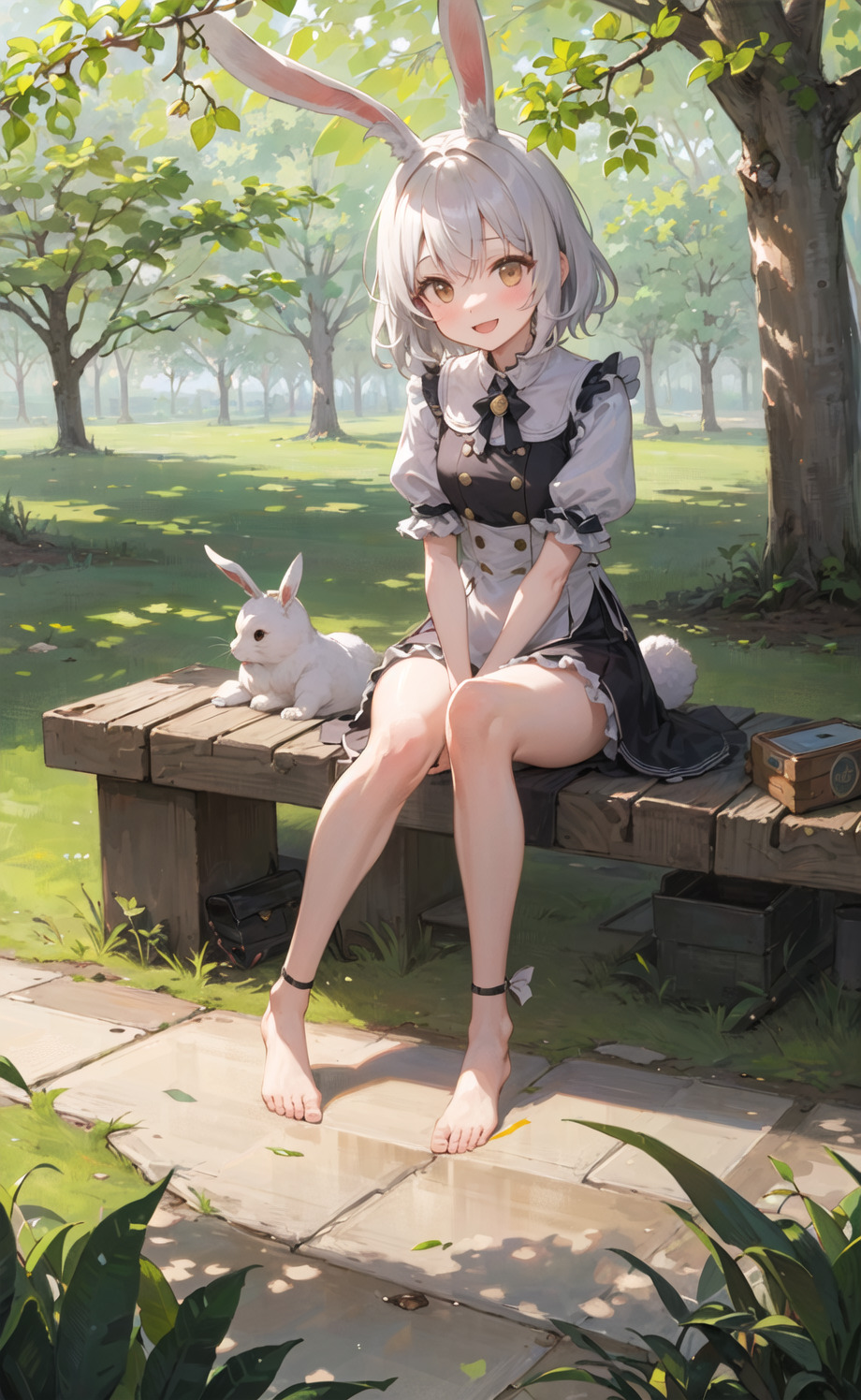 Anime Anime Girls Bunny Girl Rabbits Animals Bunny Ears Bunny Tail Trees Grass Looking At Viewer Ben 920x1496
