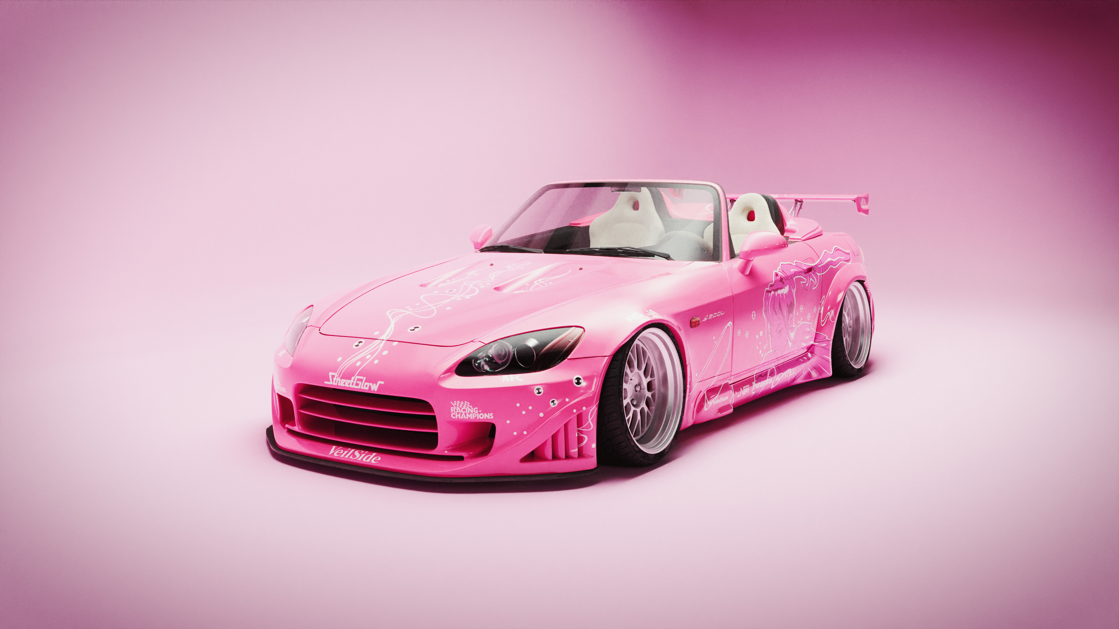 SWiZ CGi Digital Art Artwork Vehicle Car Pink Cars Cabriolet 2 Fast 2 Furious Studio Minimalism Japa 3840x2160