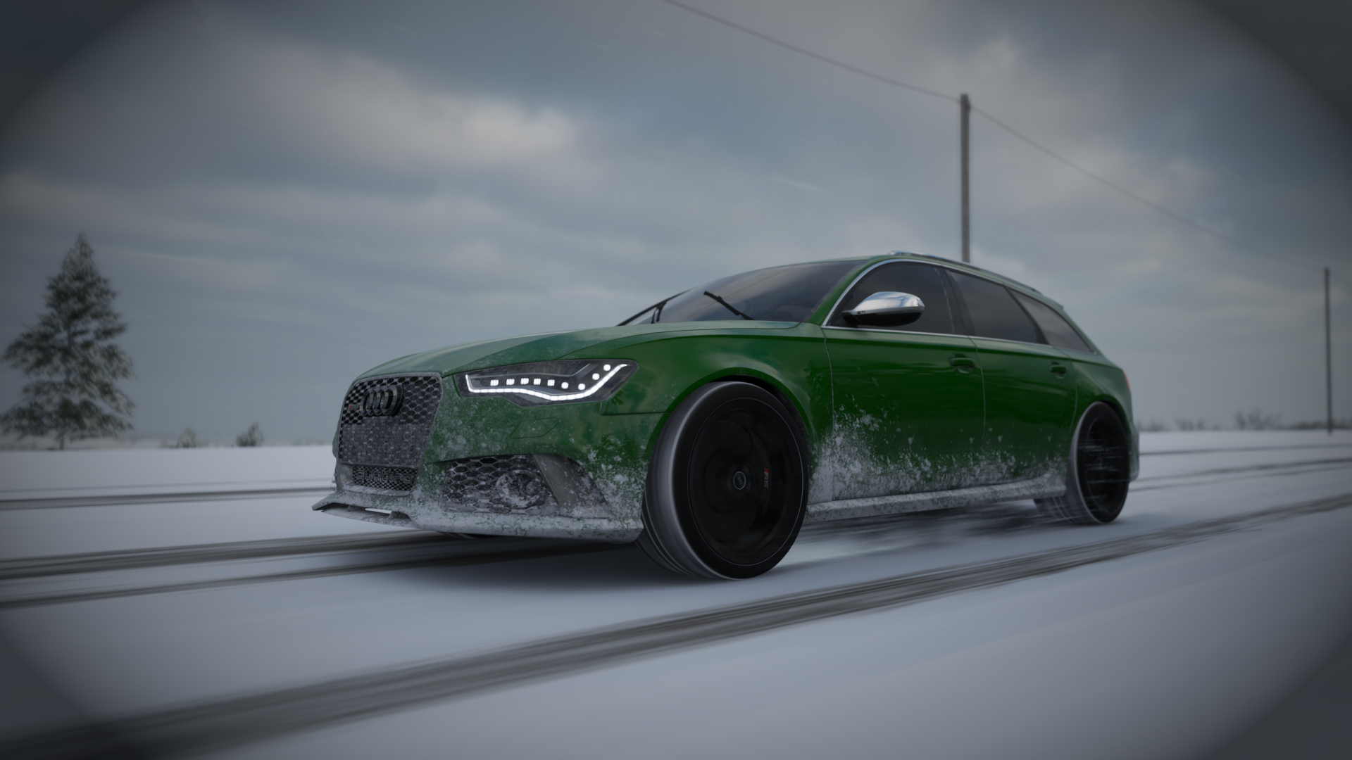 Audi RS 6 Snow Forza Horizon 4 Car Video Game Art Screen Shot Video Games Vehicle Frontal View Headl 1920x1080
