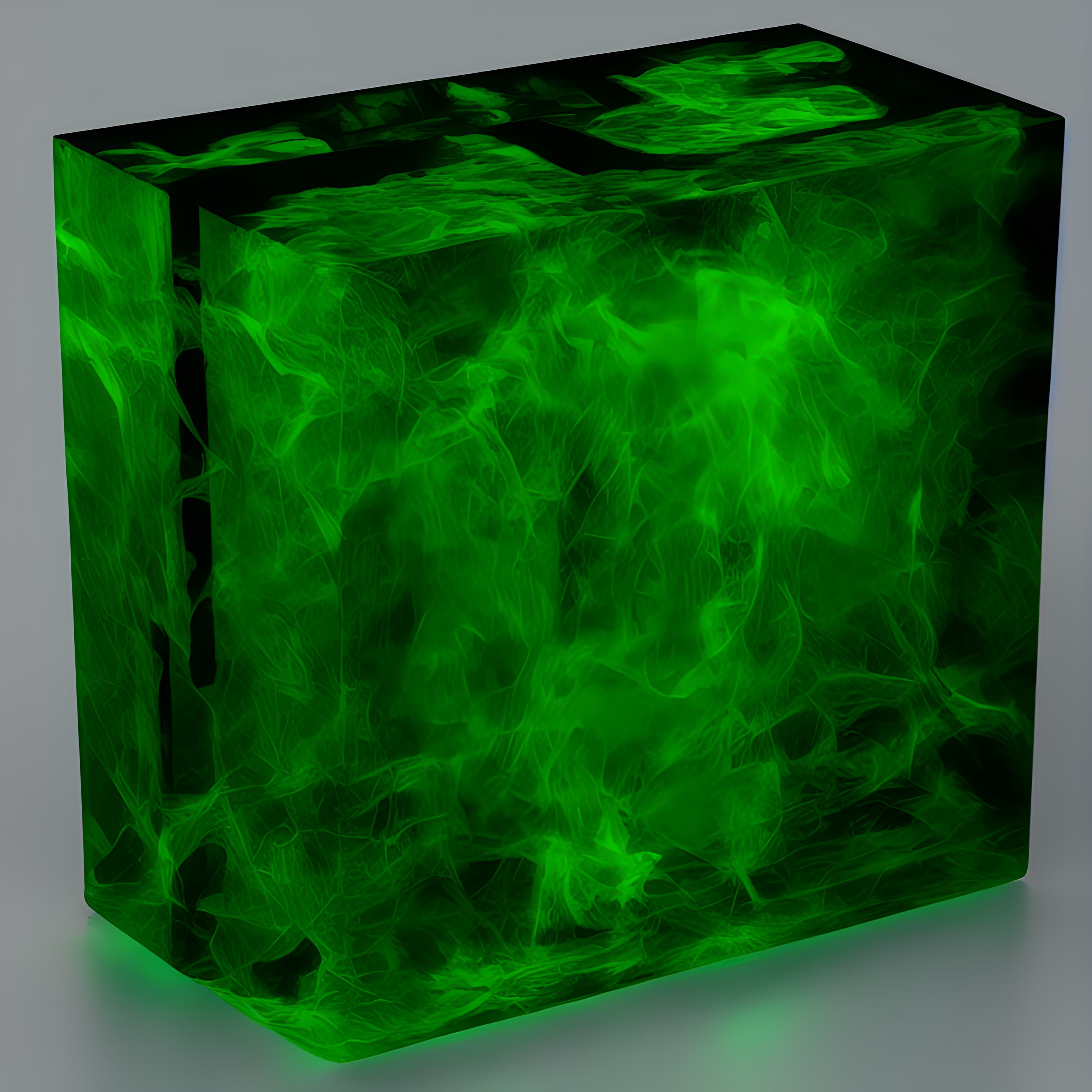 Green Emerald Fire Cube Minimalism Simple Background 3072x3072