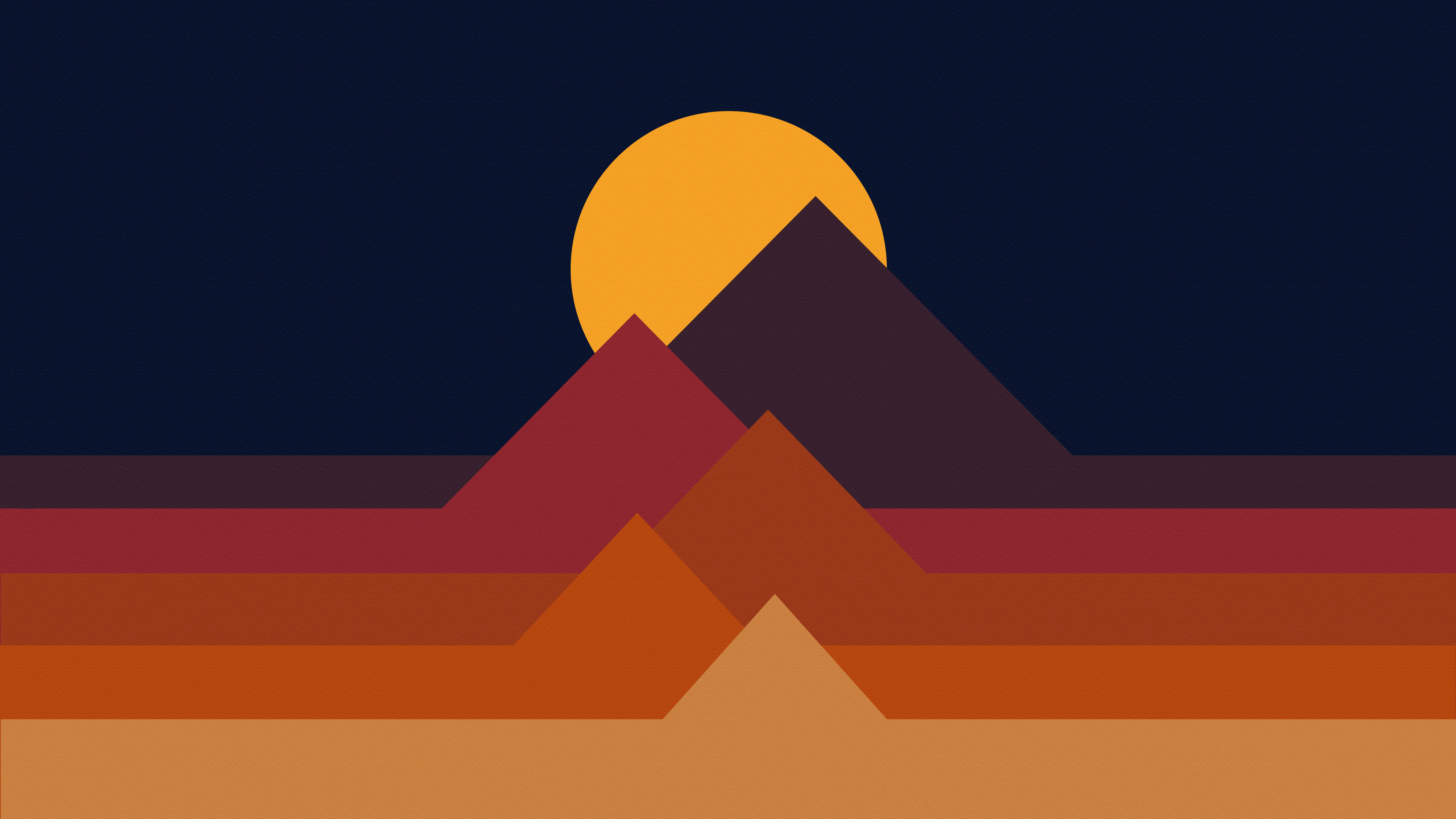 Colorful Minimalism Distortion Mountains Sun Simple Background 3840x2160