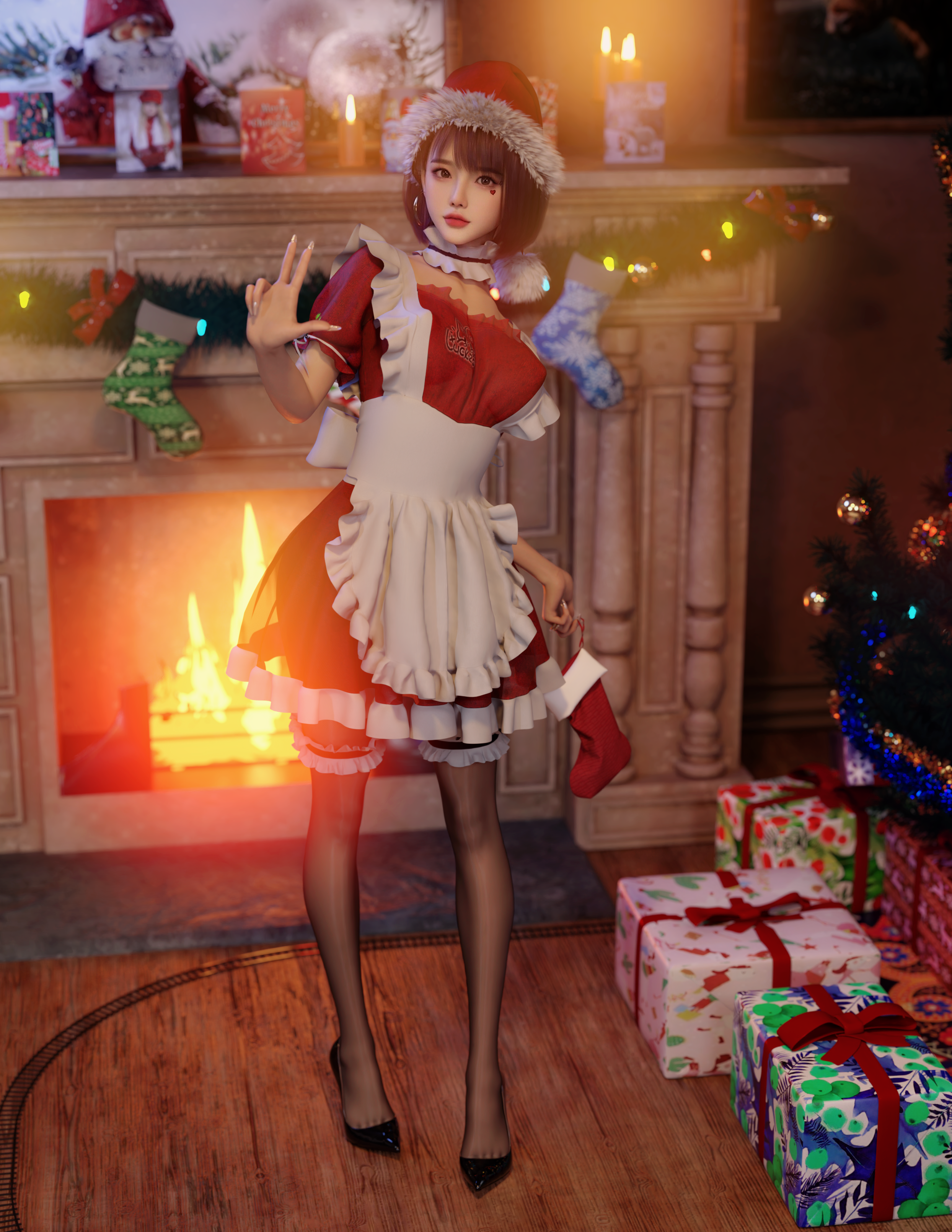 Luck Zs 3D CGi Christmas Christmas Tree Christmas Presents 2488x3220