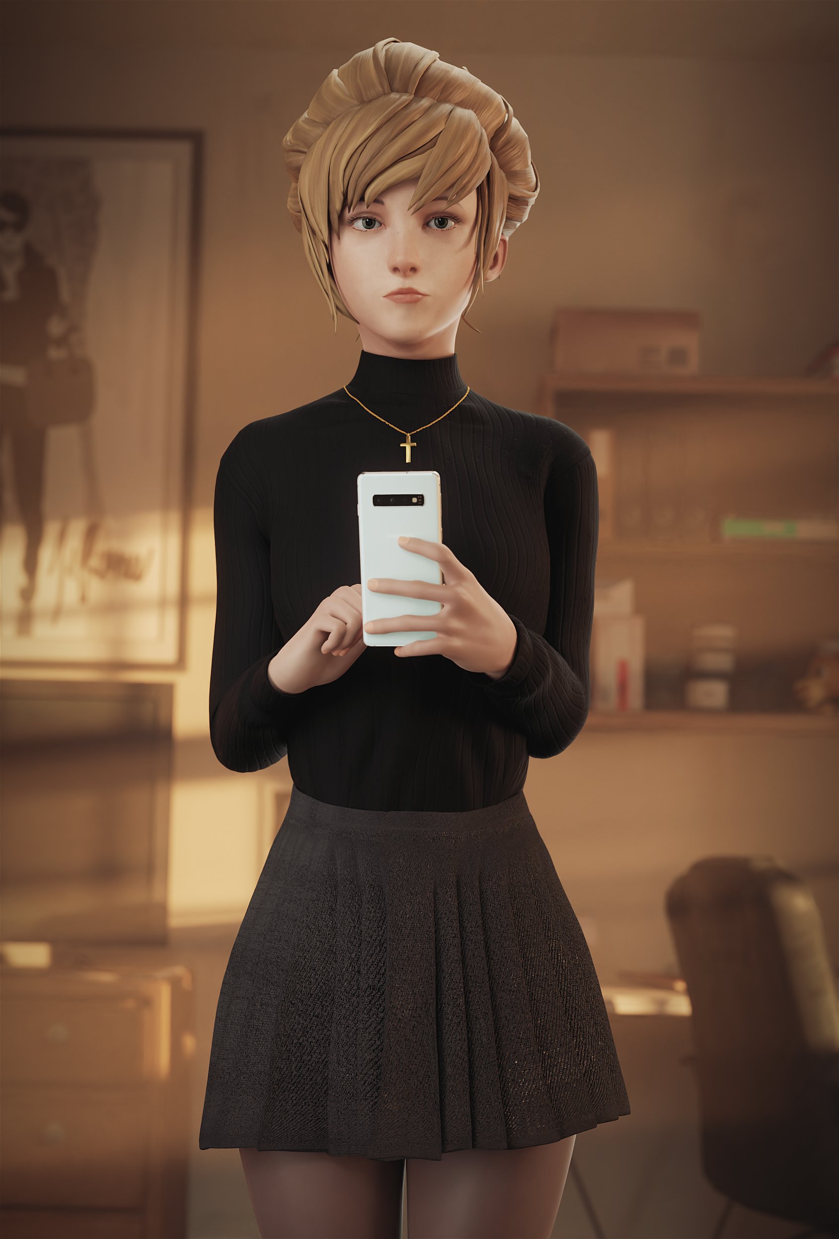 Life Is Strange Taking Selfie Skirt Video Game Girls CGi 1690x2496