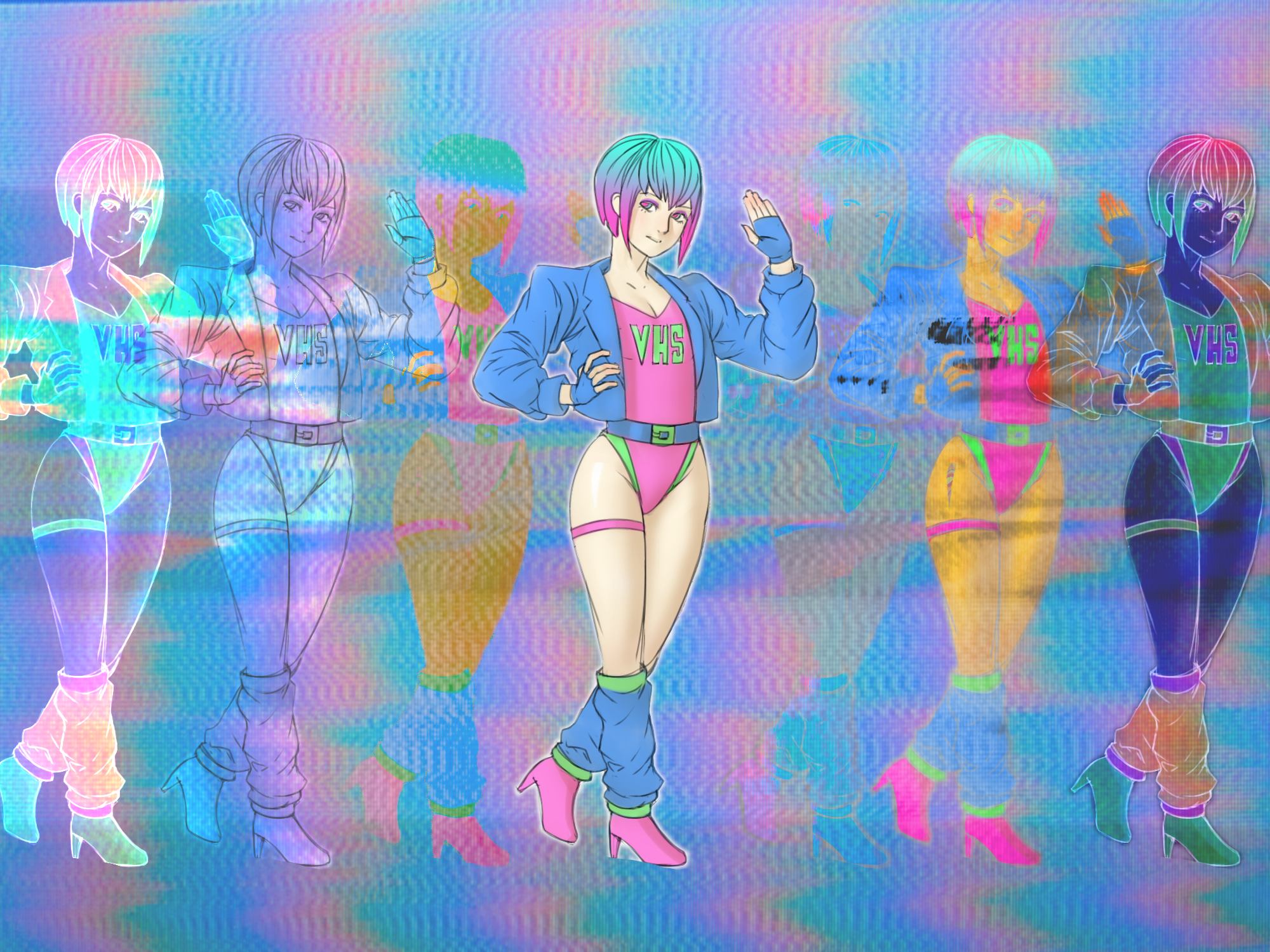 VHS Glitch Art Distortion Anime Girls Minimalism Wallpaper -  Resolution:2000x1500 - ID:1368472 