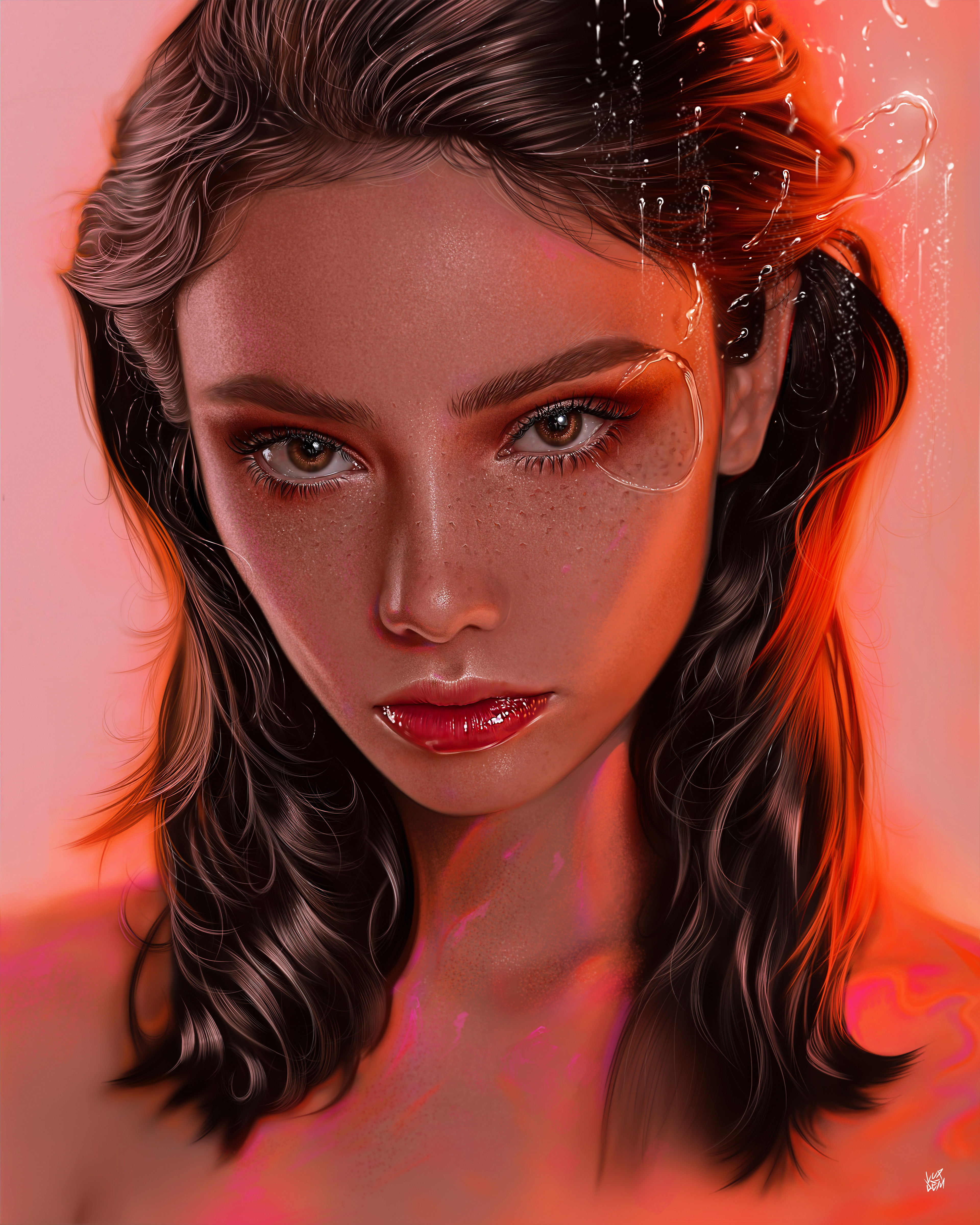 Ya Ar Vurdem Digital Digital Art Artwork Illustration Portrait Women Dark Hair Looking At Viewer Fre 3840x4800