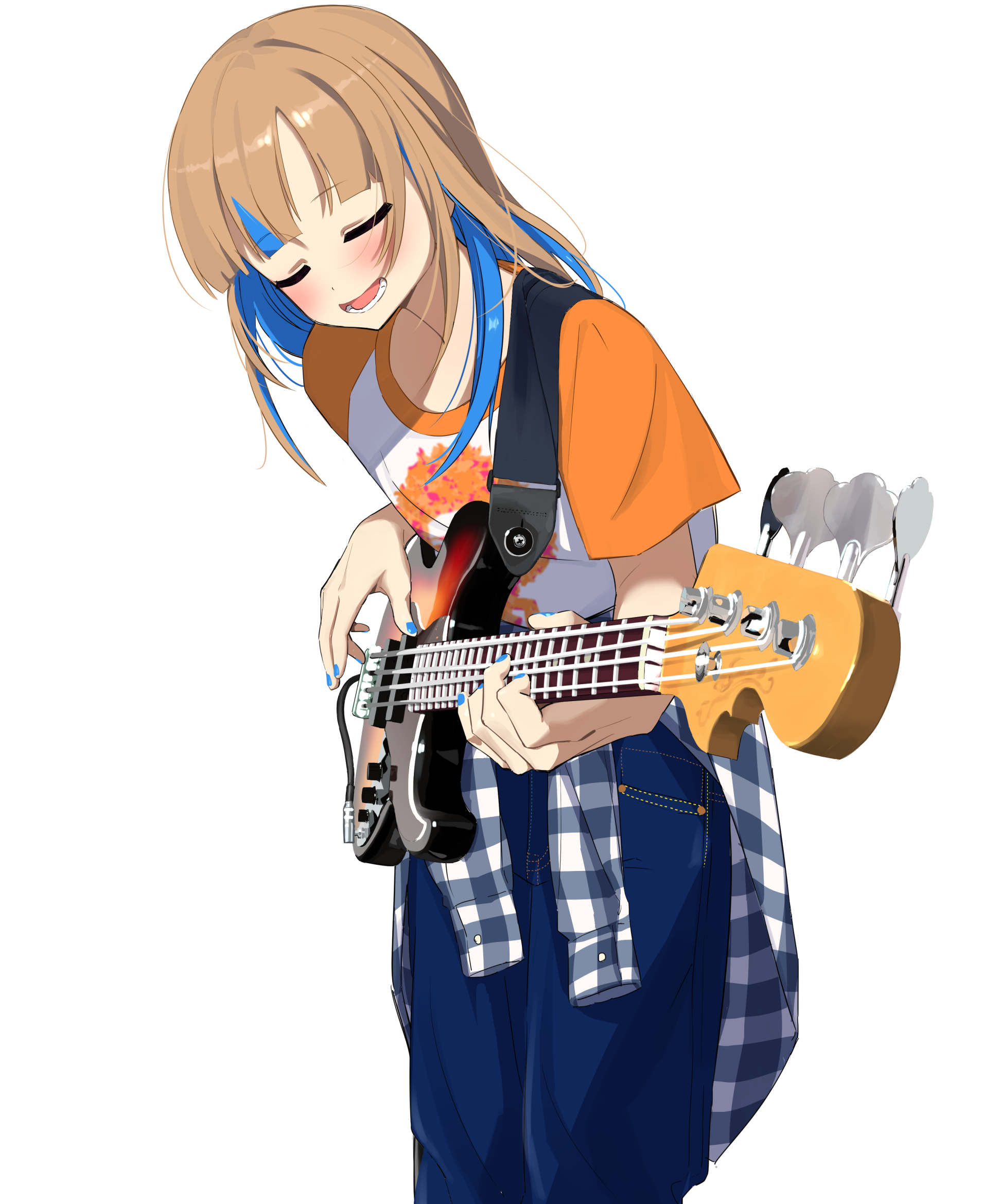 Anime Anime Girls Digital Digital Art 2D Pixiv Vertical Portrait Portrait Display Artwork Guitar Mus 1908x2339
