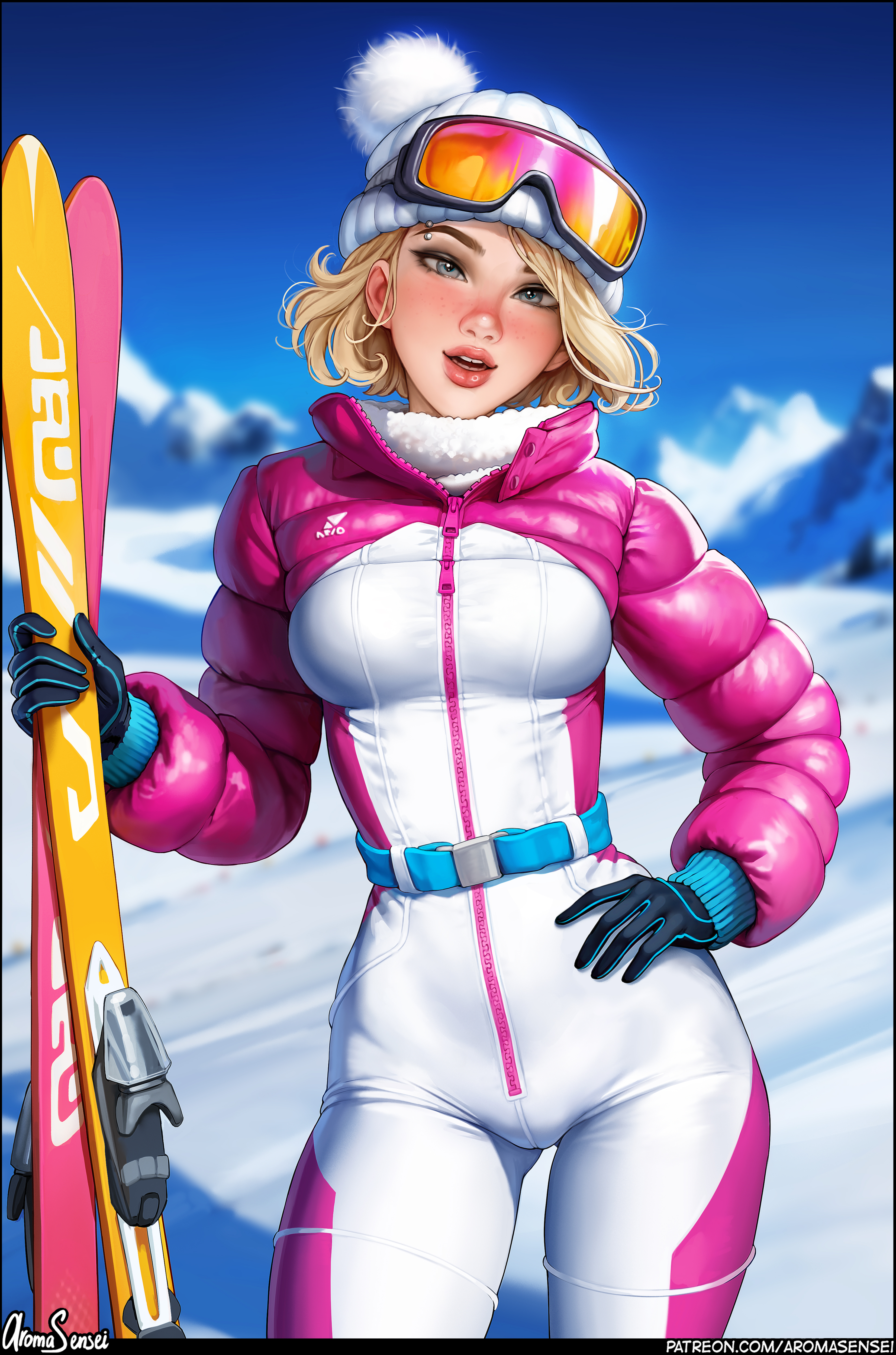 Gwen Stacy Marvel Comics Fictional Character Blonde Winter Snow 2D Artwork Drawing Fan Art Aroma Sen 3306x5000