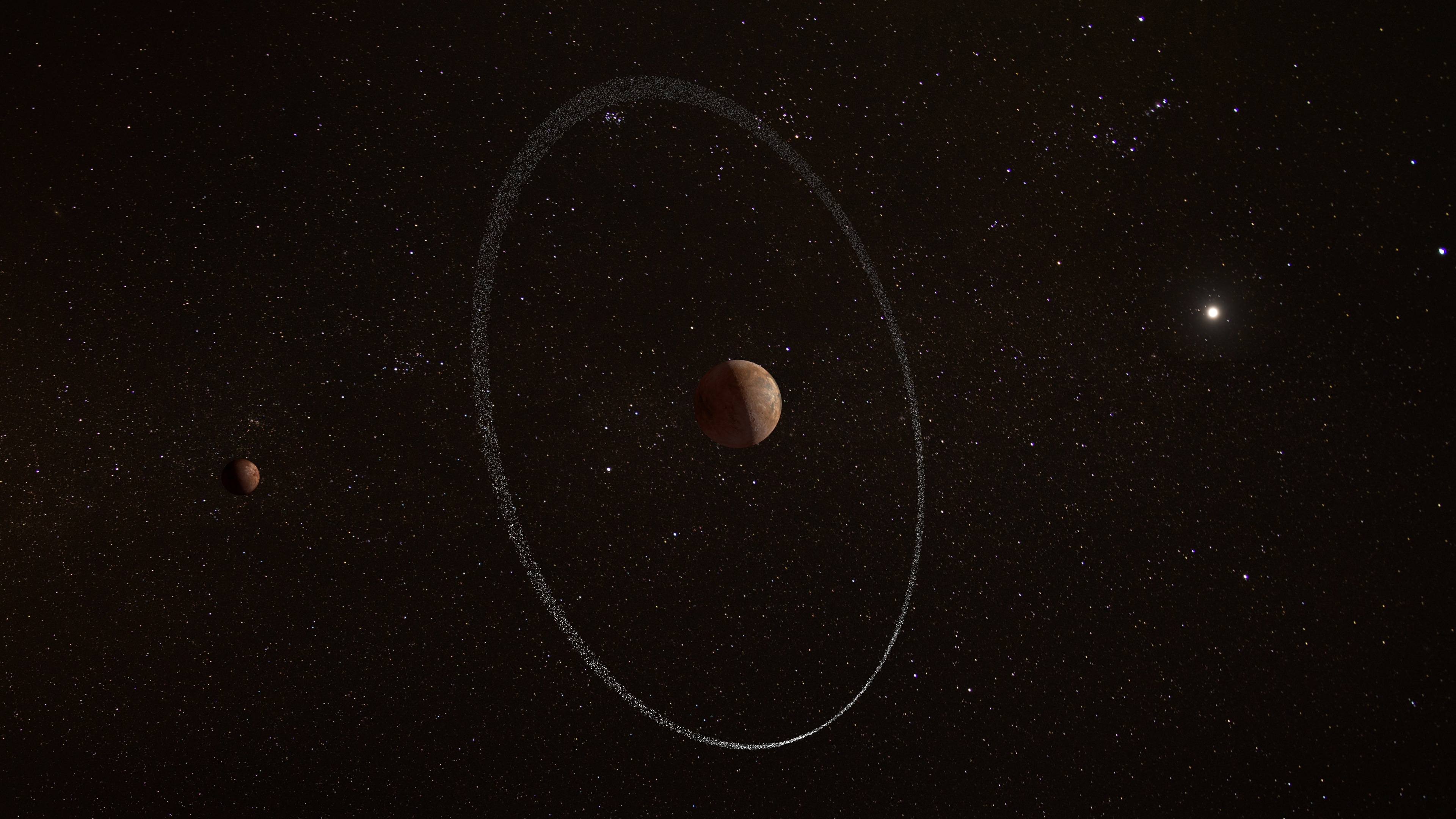 ESA Planet Space Stars Digital Art Quaoar Planetary Rings Weywot Minimalism Simple Background 3840x2160