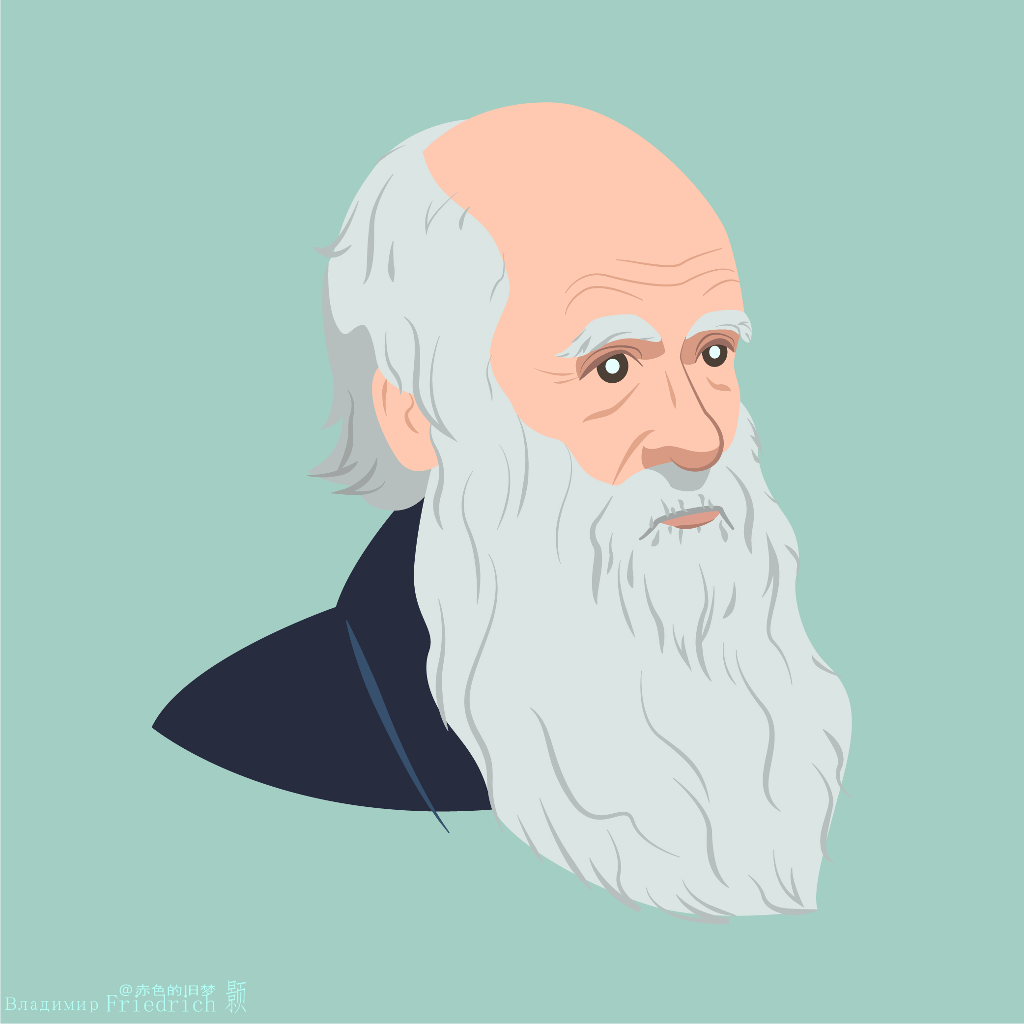 Flatdesign Charles Darwin Scientists Minimalism Simple Background 2084x2084