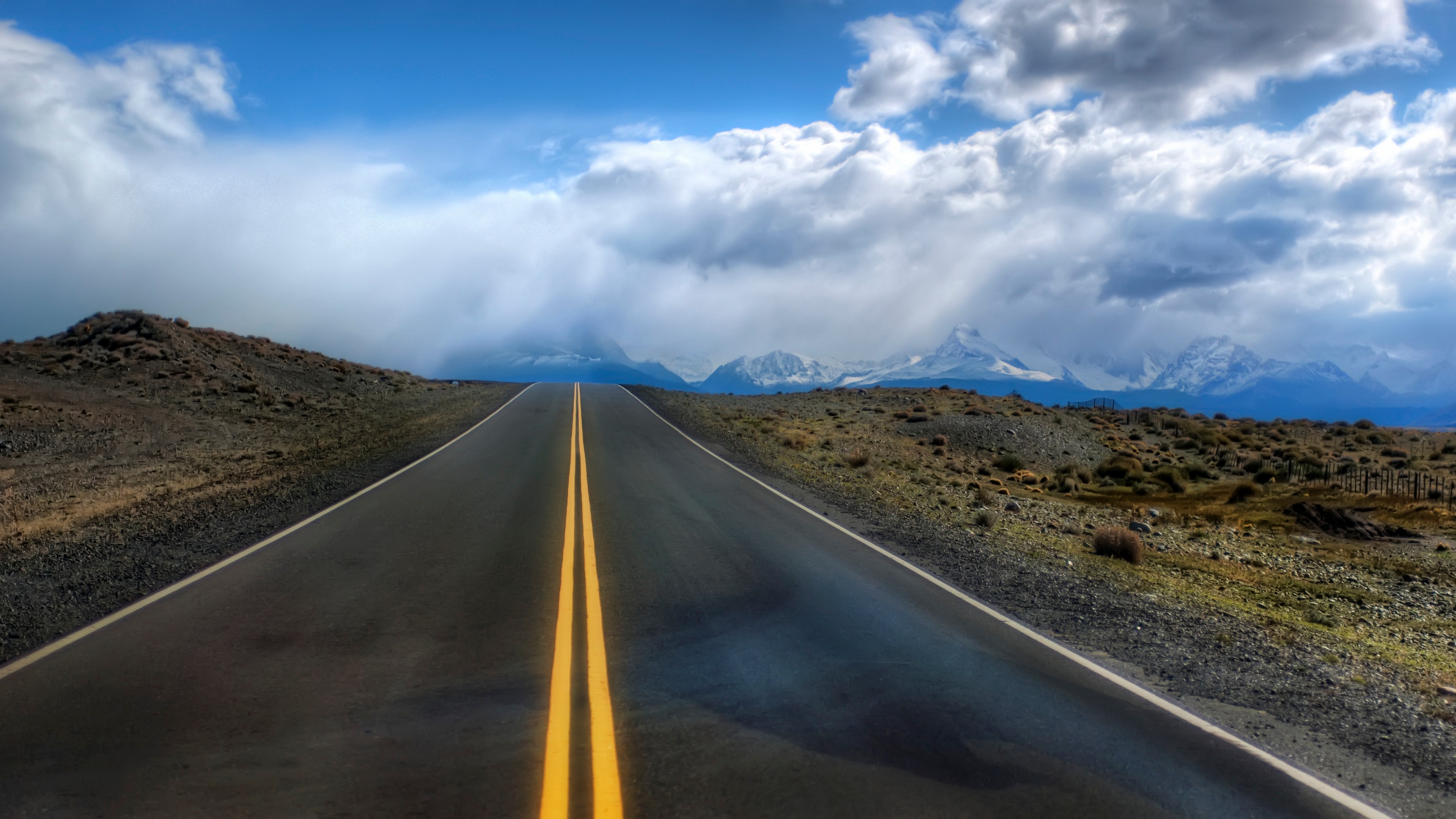 Trey Ratcliff Photography Landscape Road Mountain Chain Andes Snow Sky Clouds 3840x2160