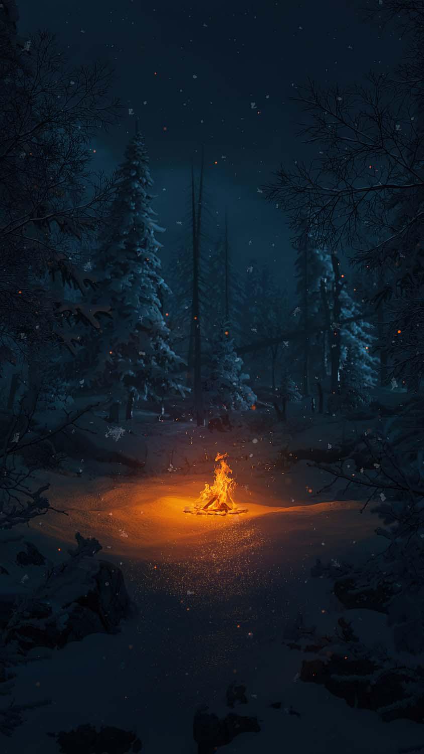 Camp Campfire Nature Night Vertical Fire Trees 844x1500