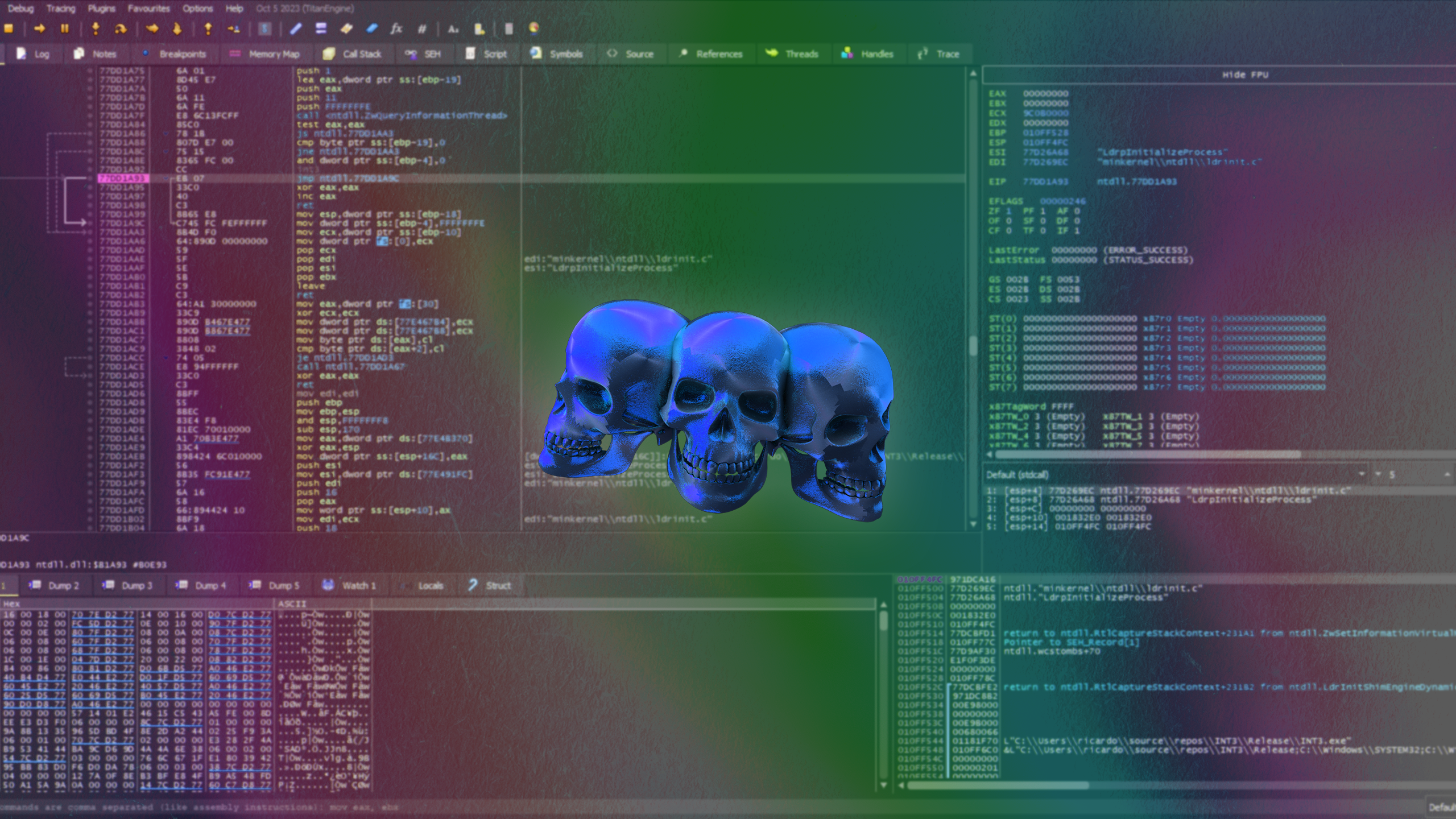 Code Skull Bones Reverse Engineering Simple Background 2560x1440
