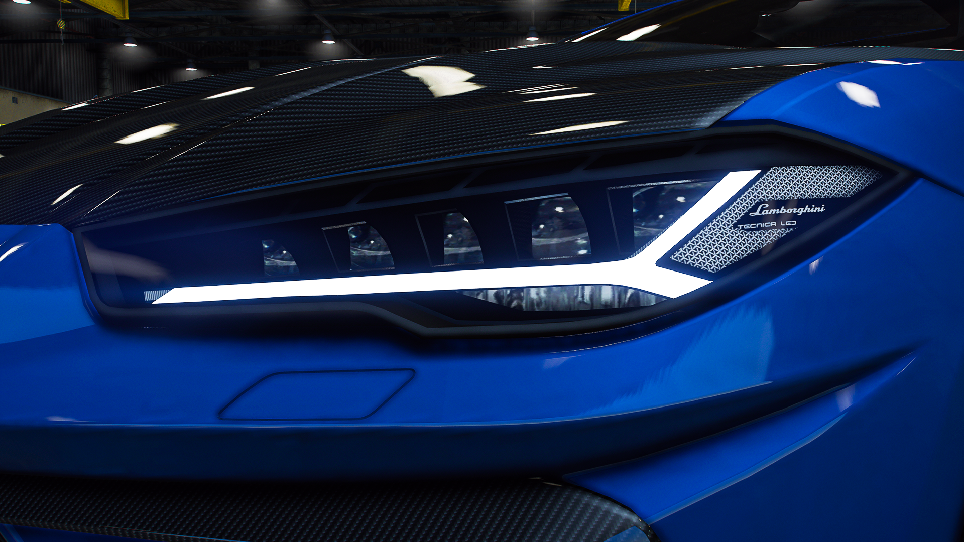 Car Dark Grand Theft Auto FiveM Lamborghini Huracan Tecnica Video Games Headlights CGi 1920x1080