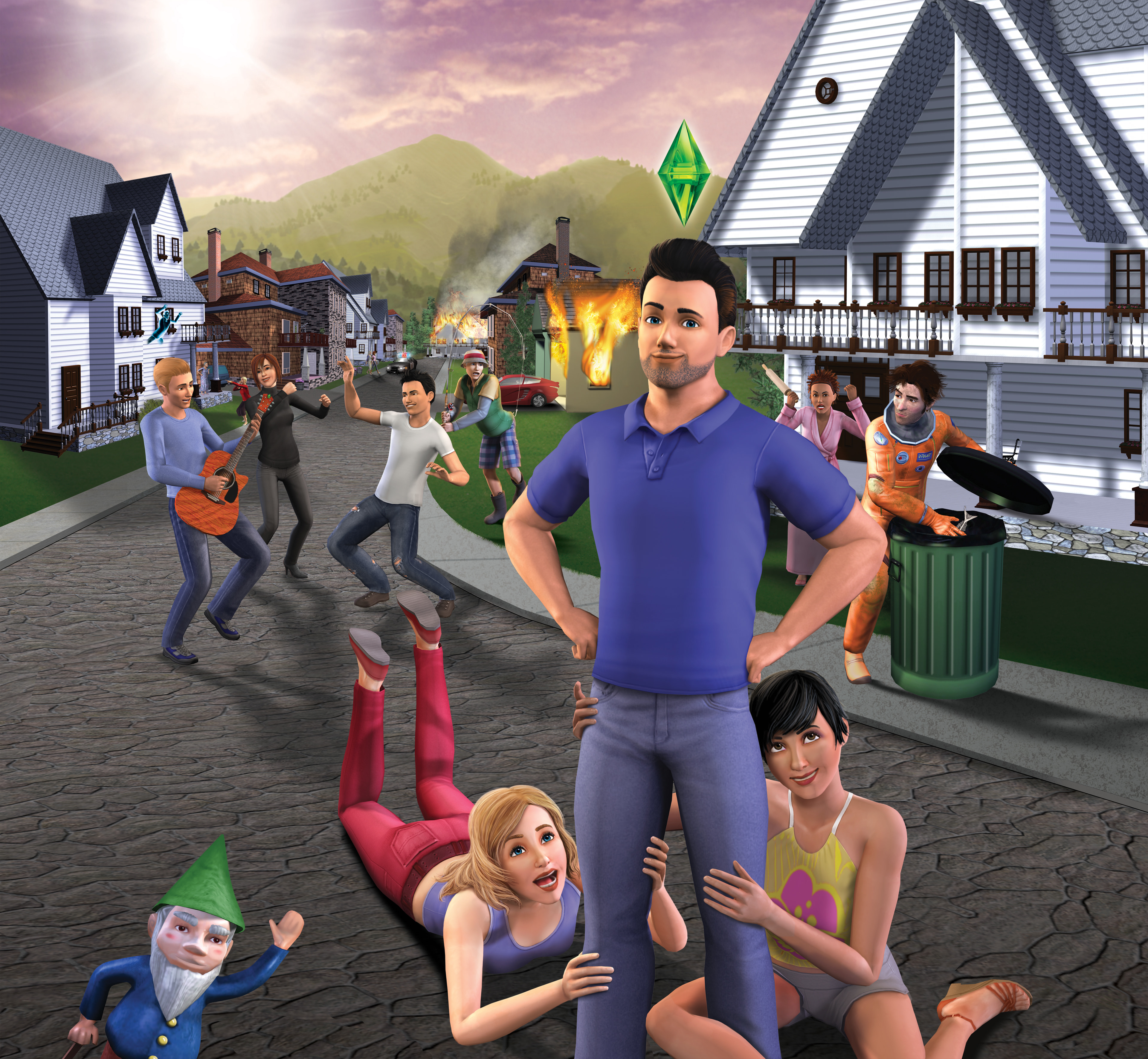 The Sims 3 Electronic Arts Street Video Game Art Looking At Viewer Standing Video Games Beard House  3840x3544