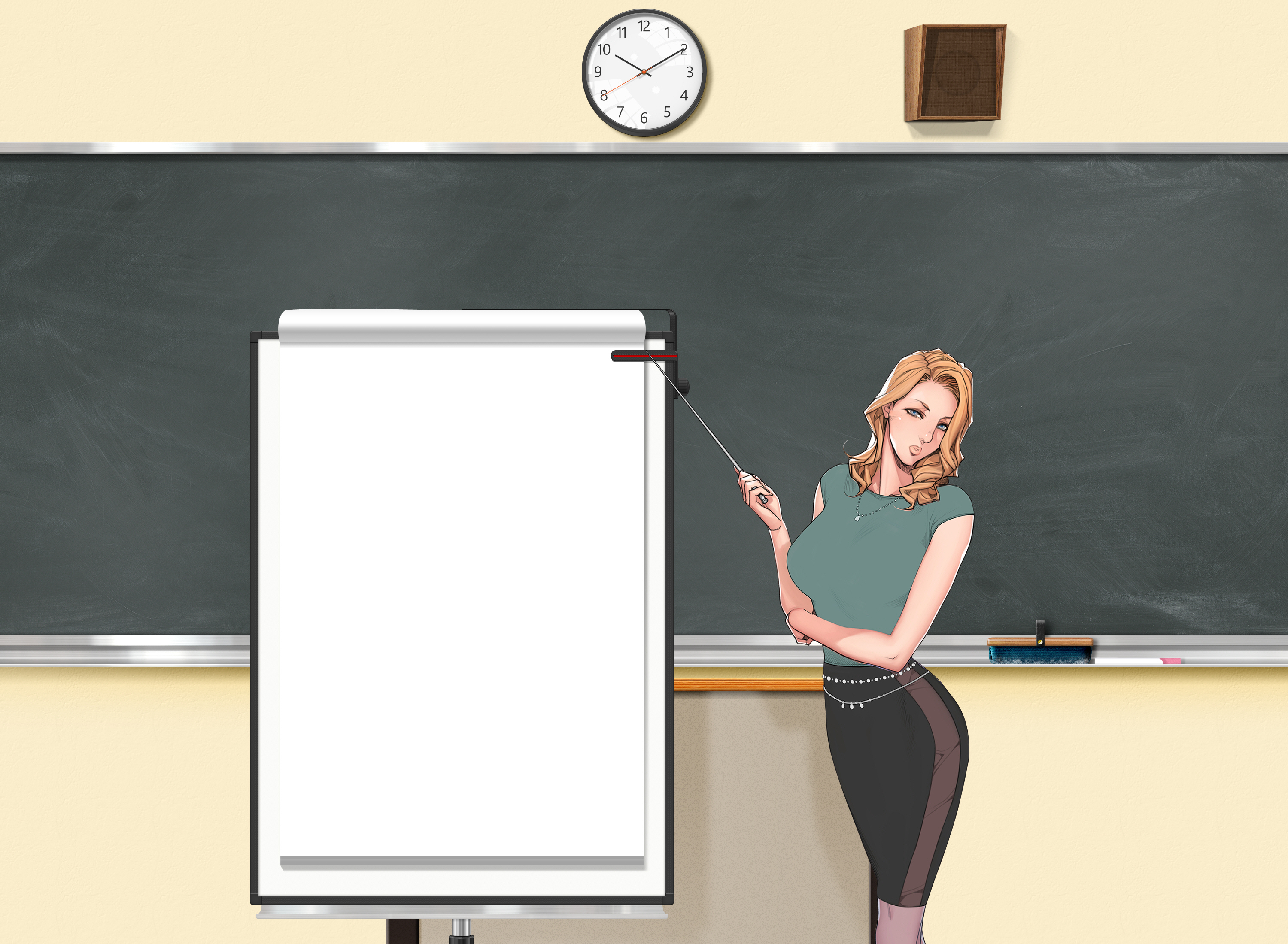 Classroom Teachers Women Chalkboard Clocks 3000x2200