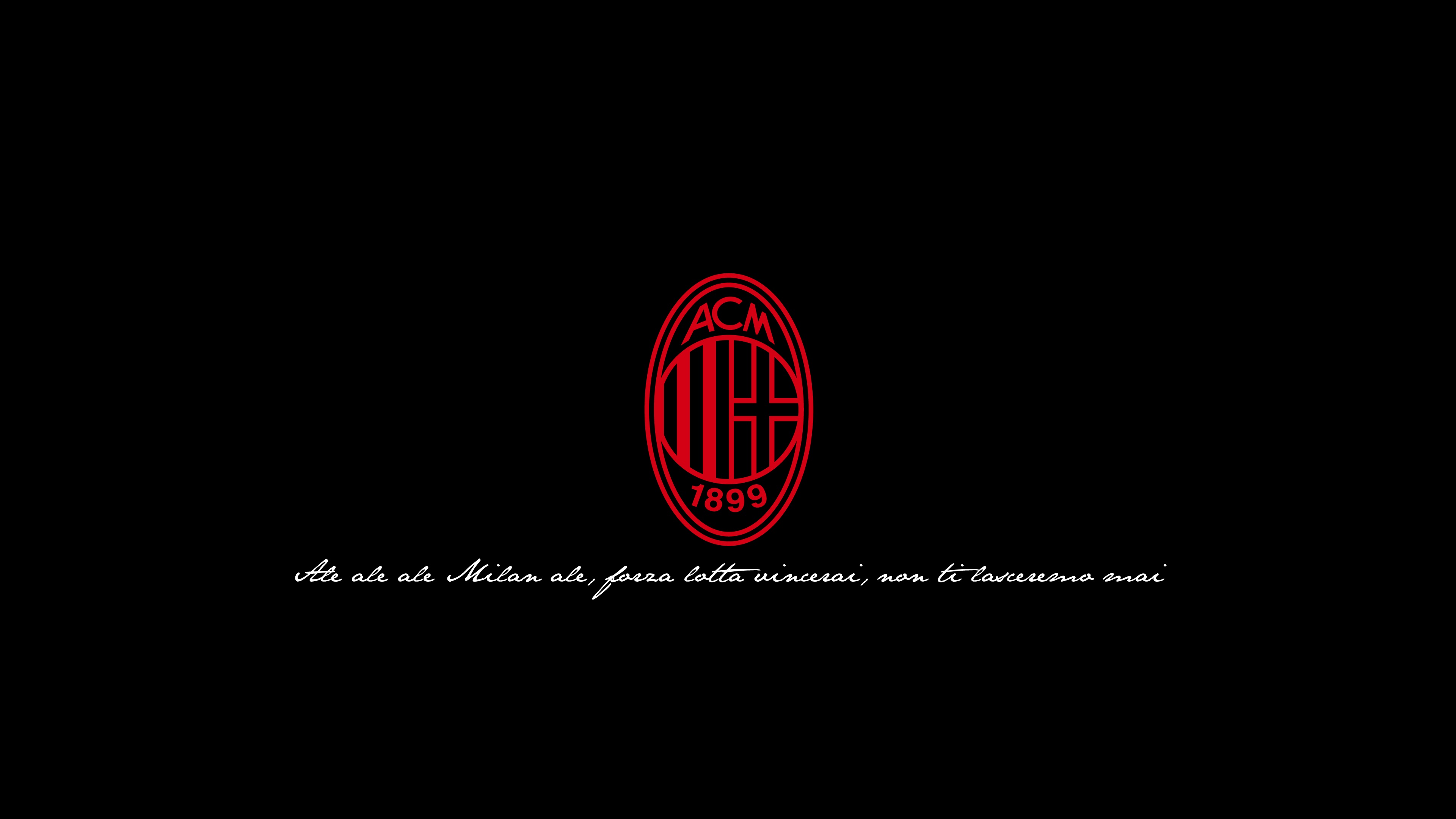 Milan Soccer Italy Logo Text Black Background Simple Background Minimalism Italian 3840x2160