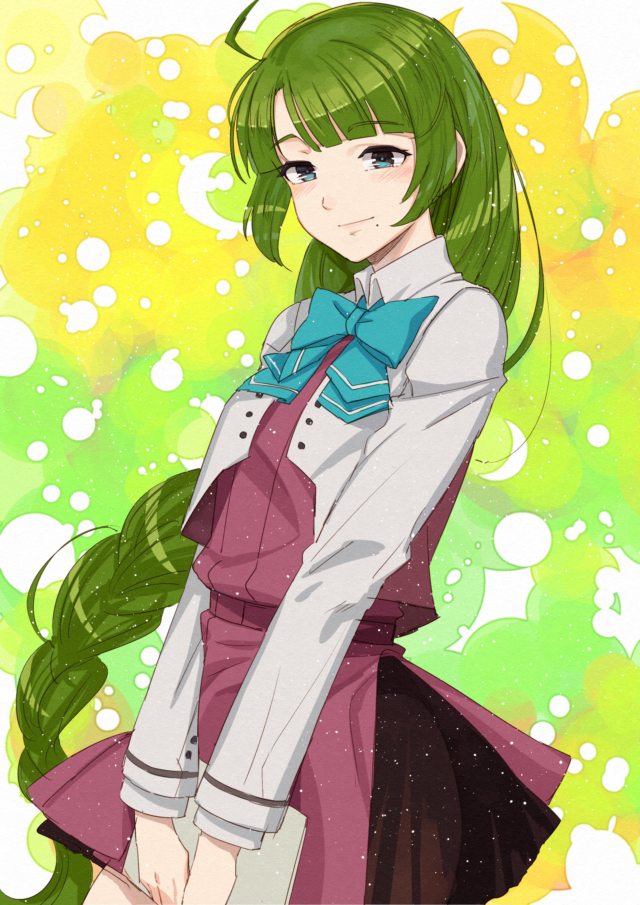 Anime Anime Girls Yuugumo KanColle Long Hair Braided Hair Green Hair Artwork Digital Art Fan Art 2605x3684