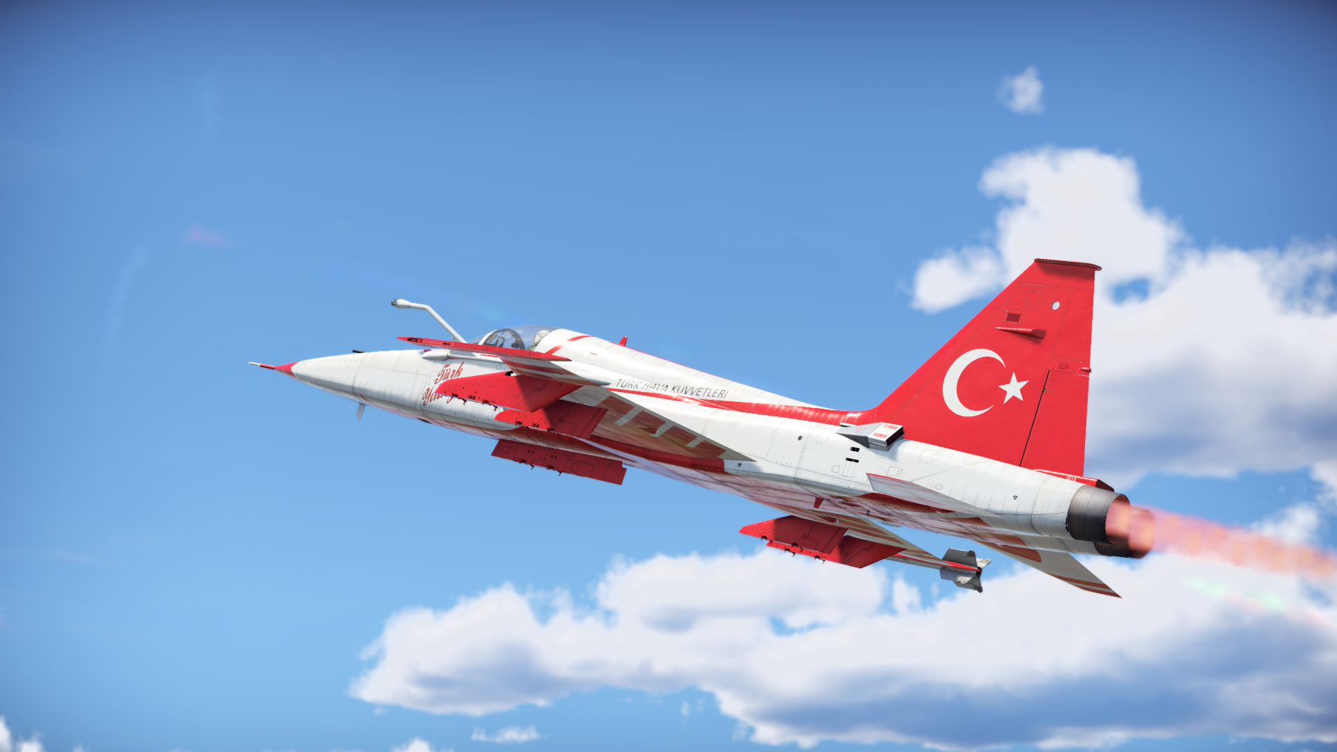 War Thunder F5c Turkish Turkey Turkish Air Force CGi Video Games Sky Clouds Aircraft 1920x1080