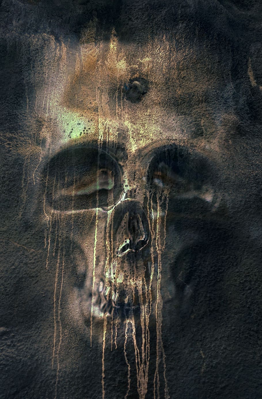 Digital Art Skull Portrait Display Bullet Teeth Grunge Texture Minimalism 910x1383