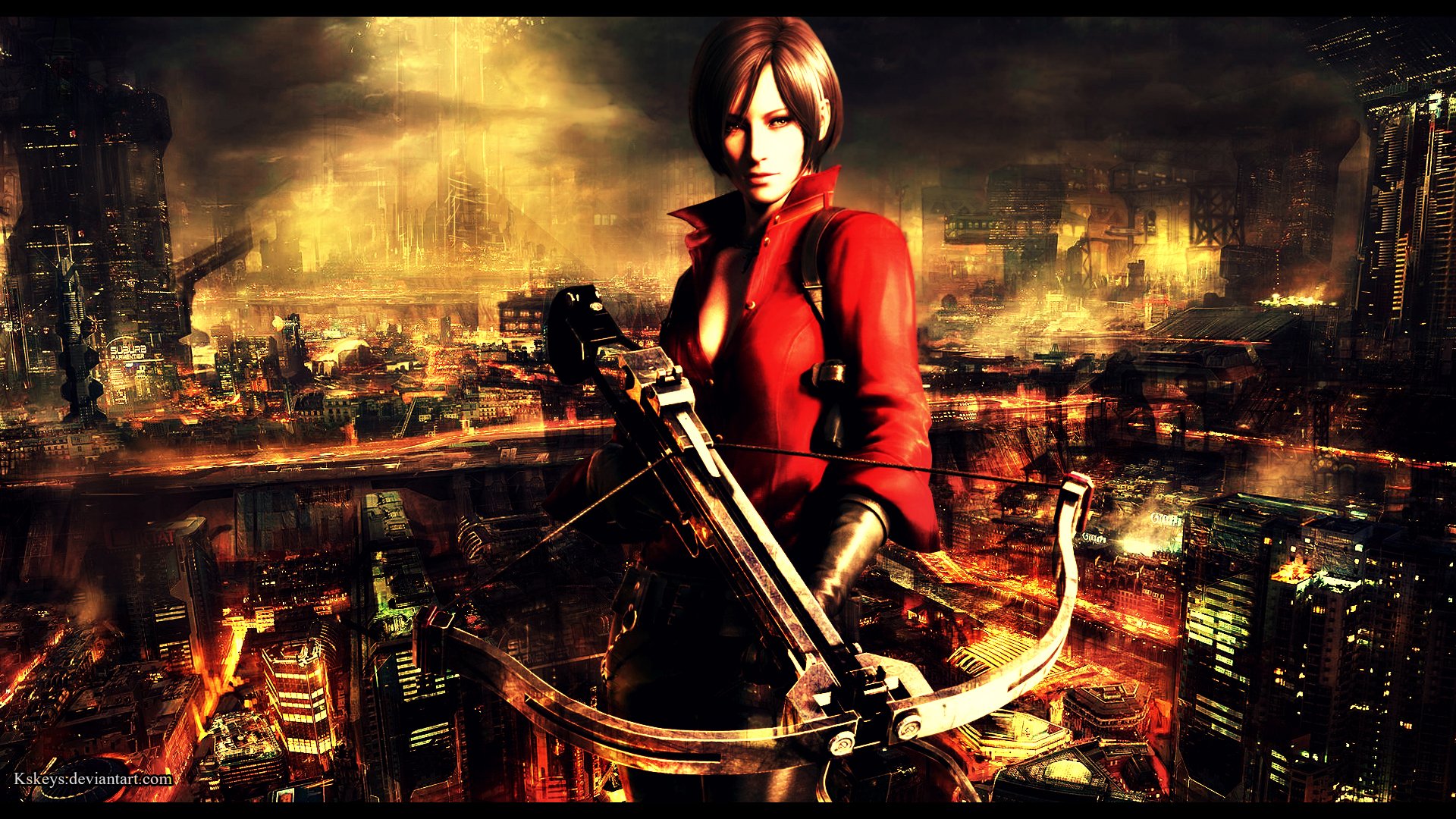 Ada Wong Resident Evil 6 Resident Evil Video Game Characters Video Game Girls Crossbow Red Dress Vid 1920x1080