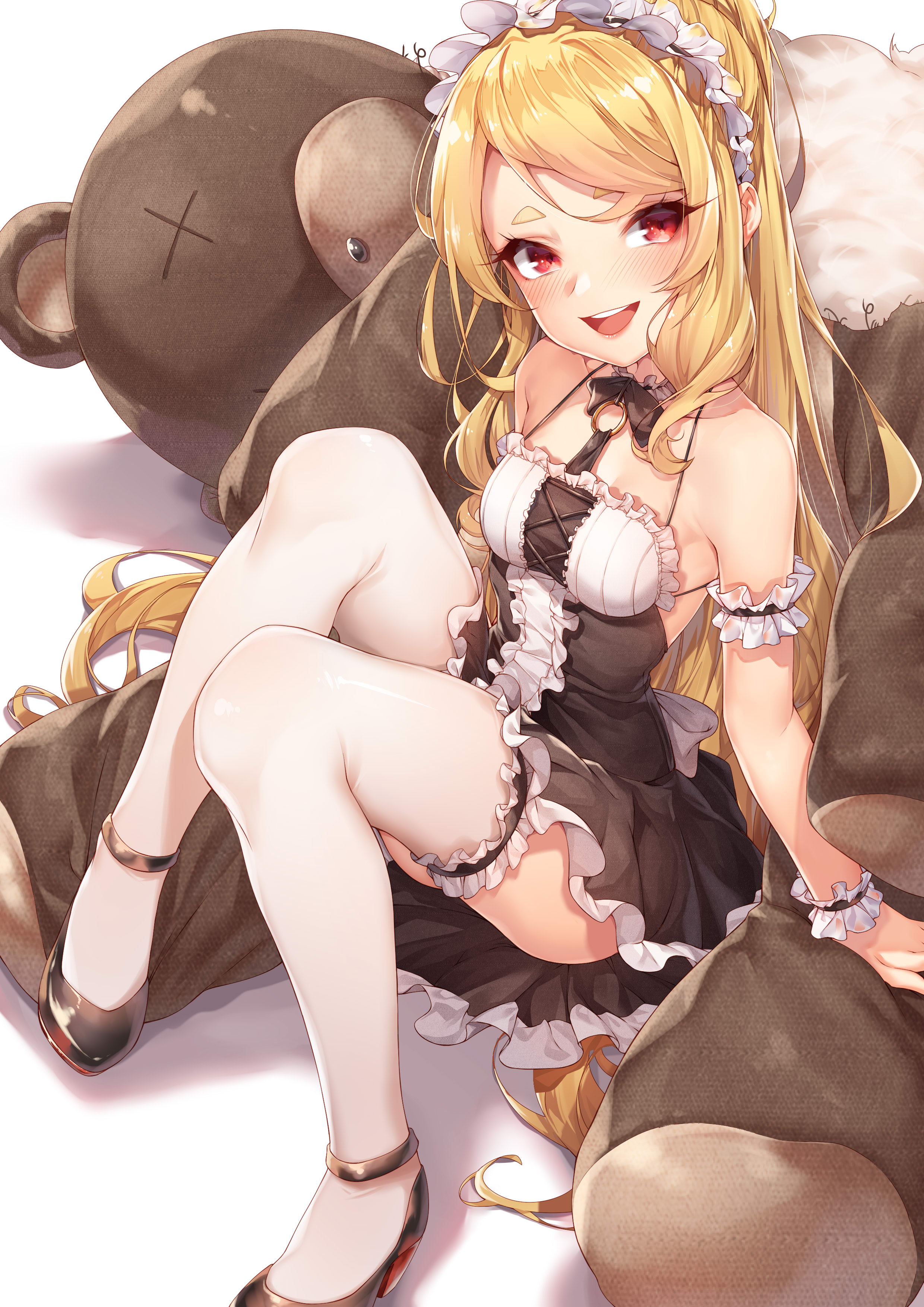 Rukousou No Hana Anime Girls Artwork Maid Outfit Blonde Red Eyes Teddy Bears 2480x3507