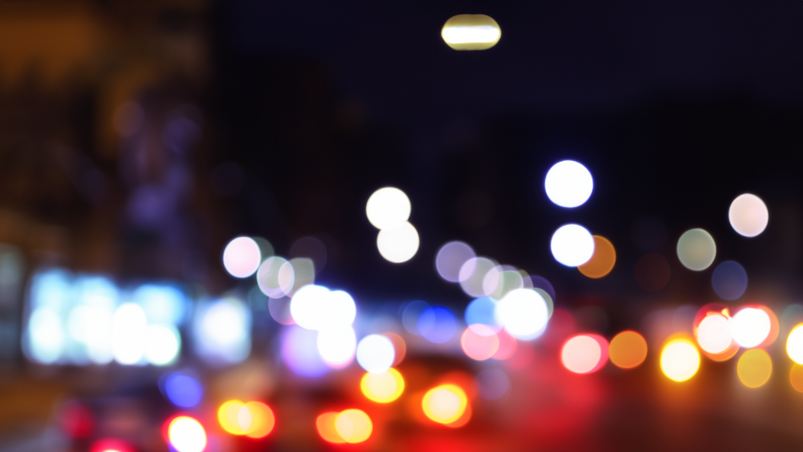 Bokeh Traffic City Lights Minimalism Blurred Blurry Background Simple Background 2560x1440