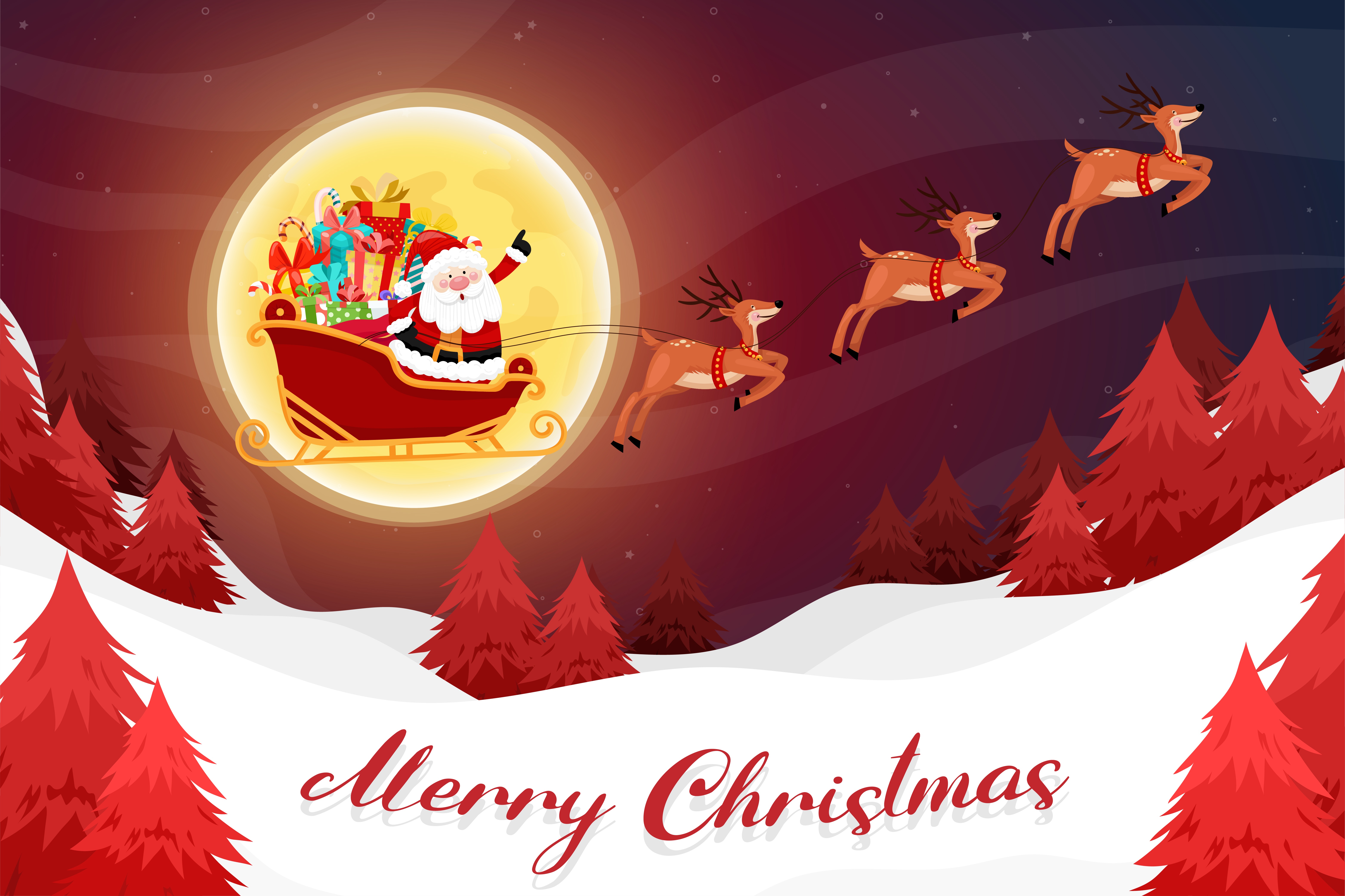 Merry Christmas Sleigh Santa 6251x4167