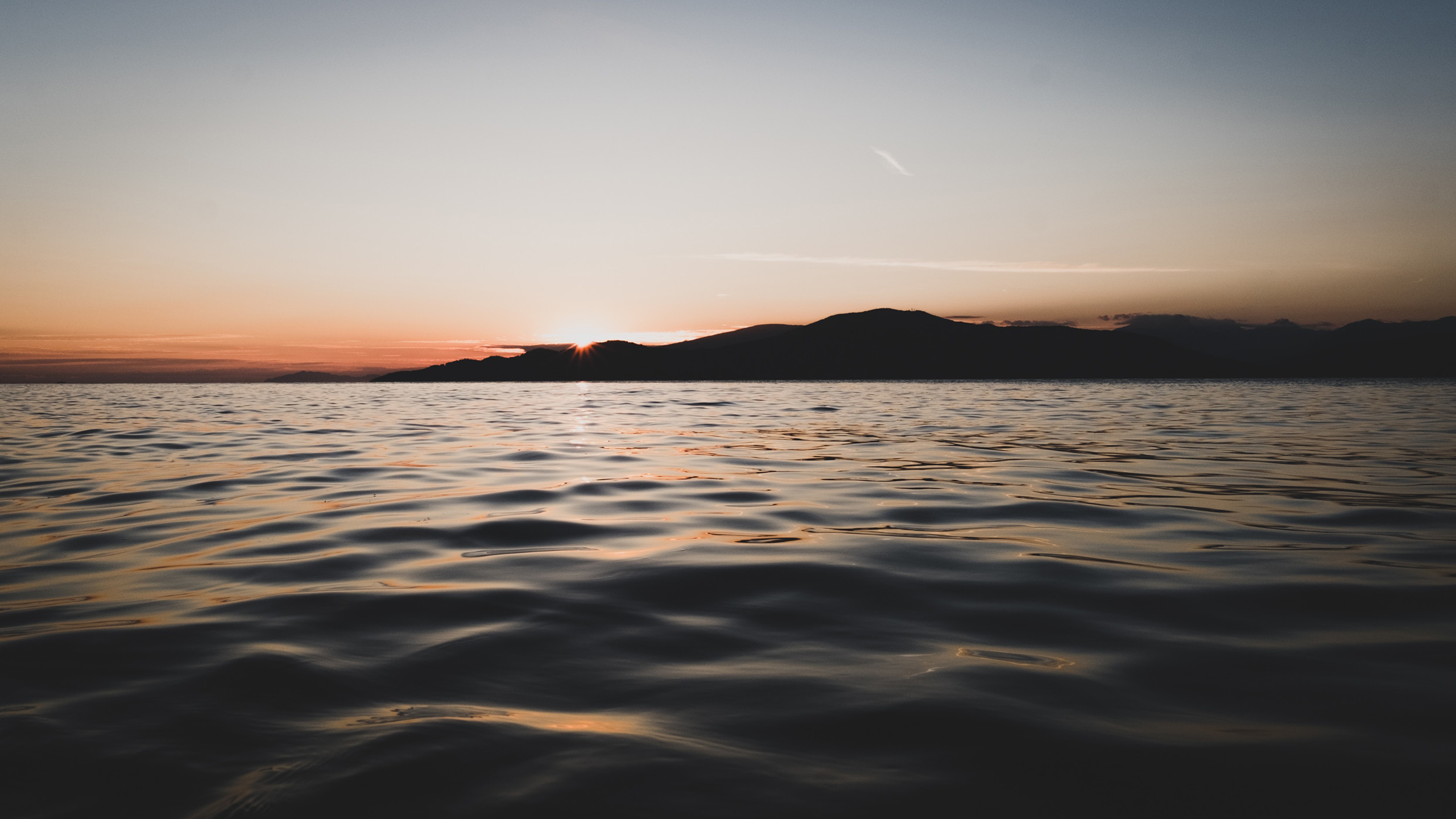 Sea Calm Waters Dusk Sunset 2560x1440