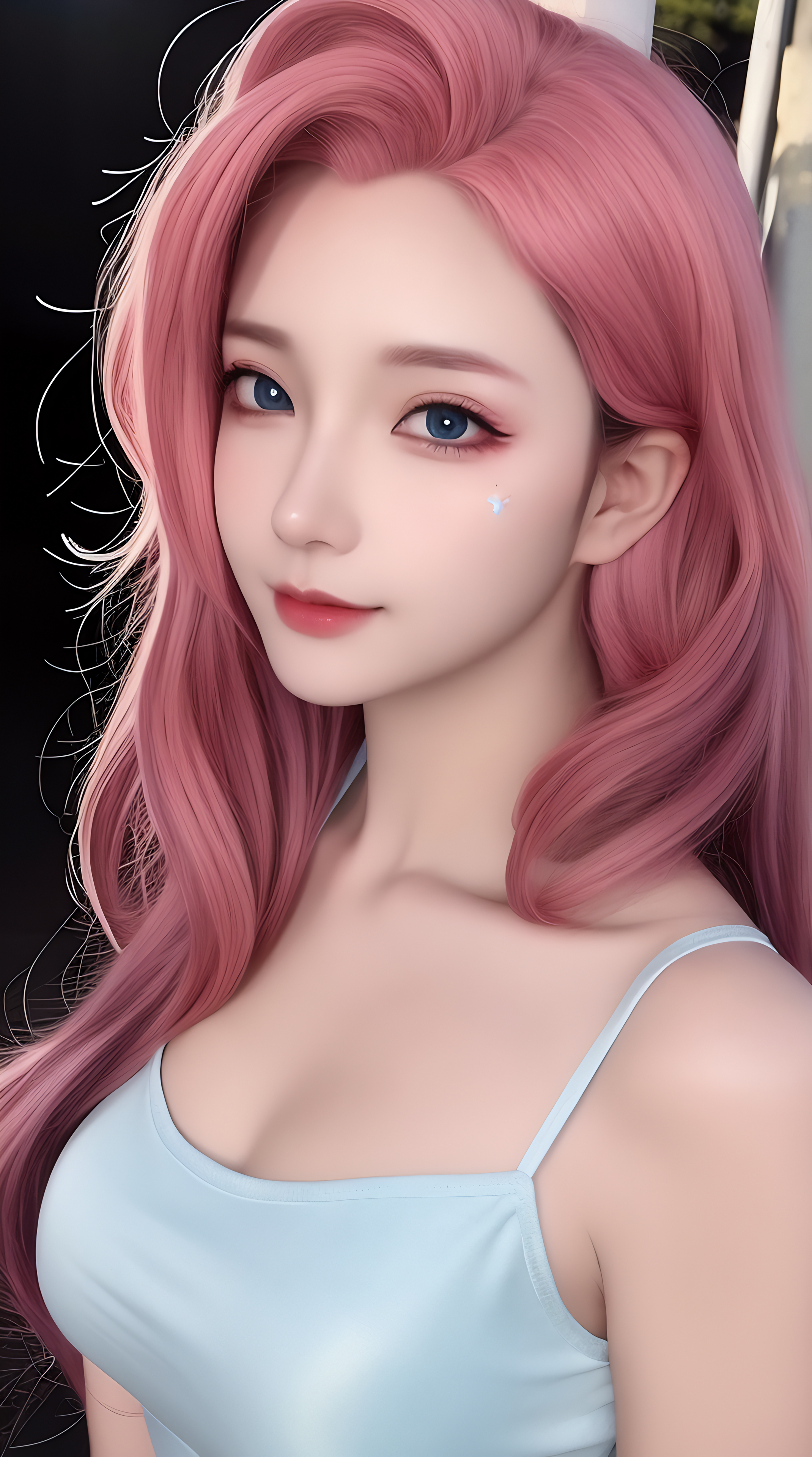 Seraphine League Of Legends League Of Legends Ai Art Pink Hair Vertical Smiling Looking At Viewer 2140x3840